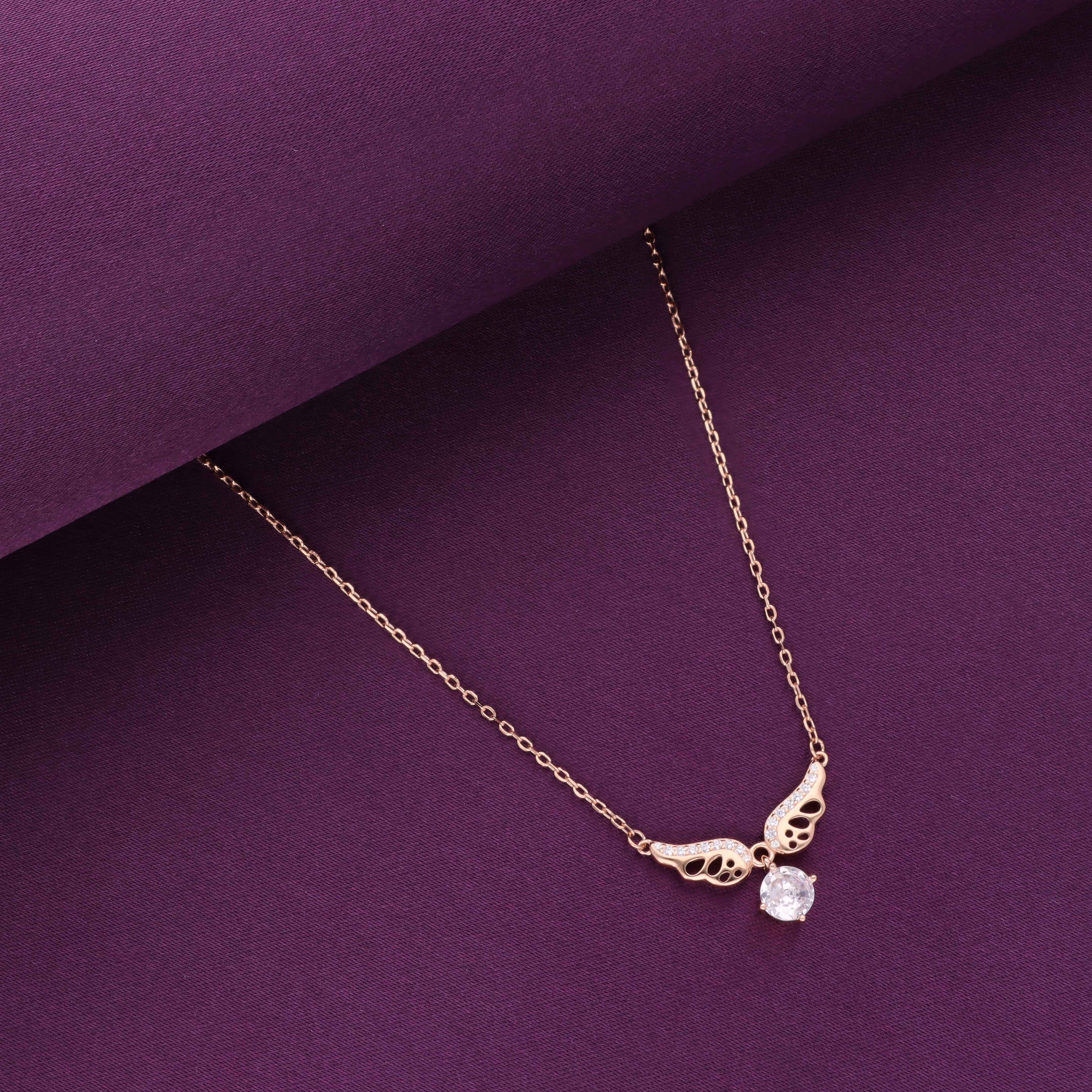 Sterling Silver Butterfly with Solitaire Drop Necklace - Image 3