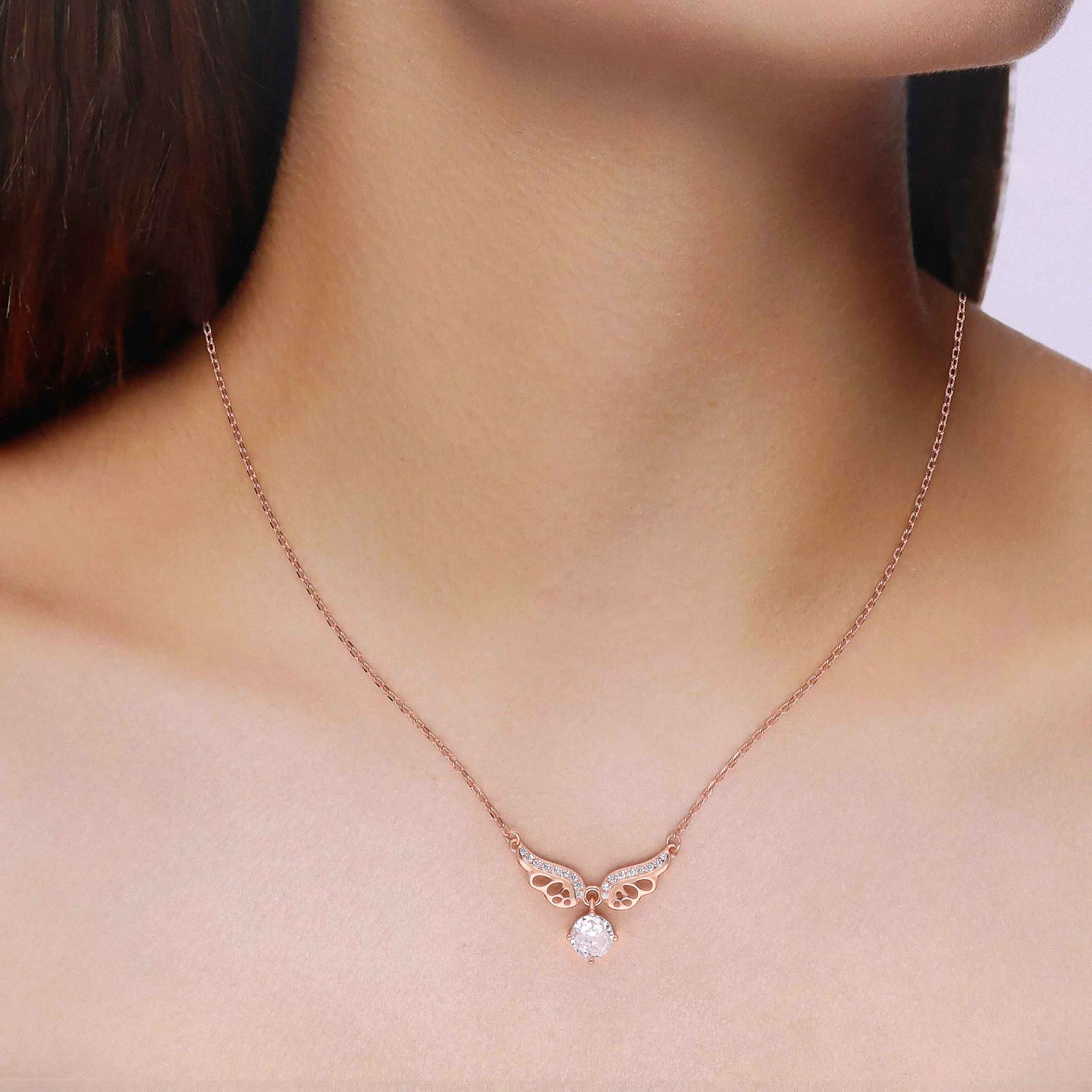 Sterling Silver Butterfly with Solitaire Drop Necklace - Image 5