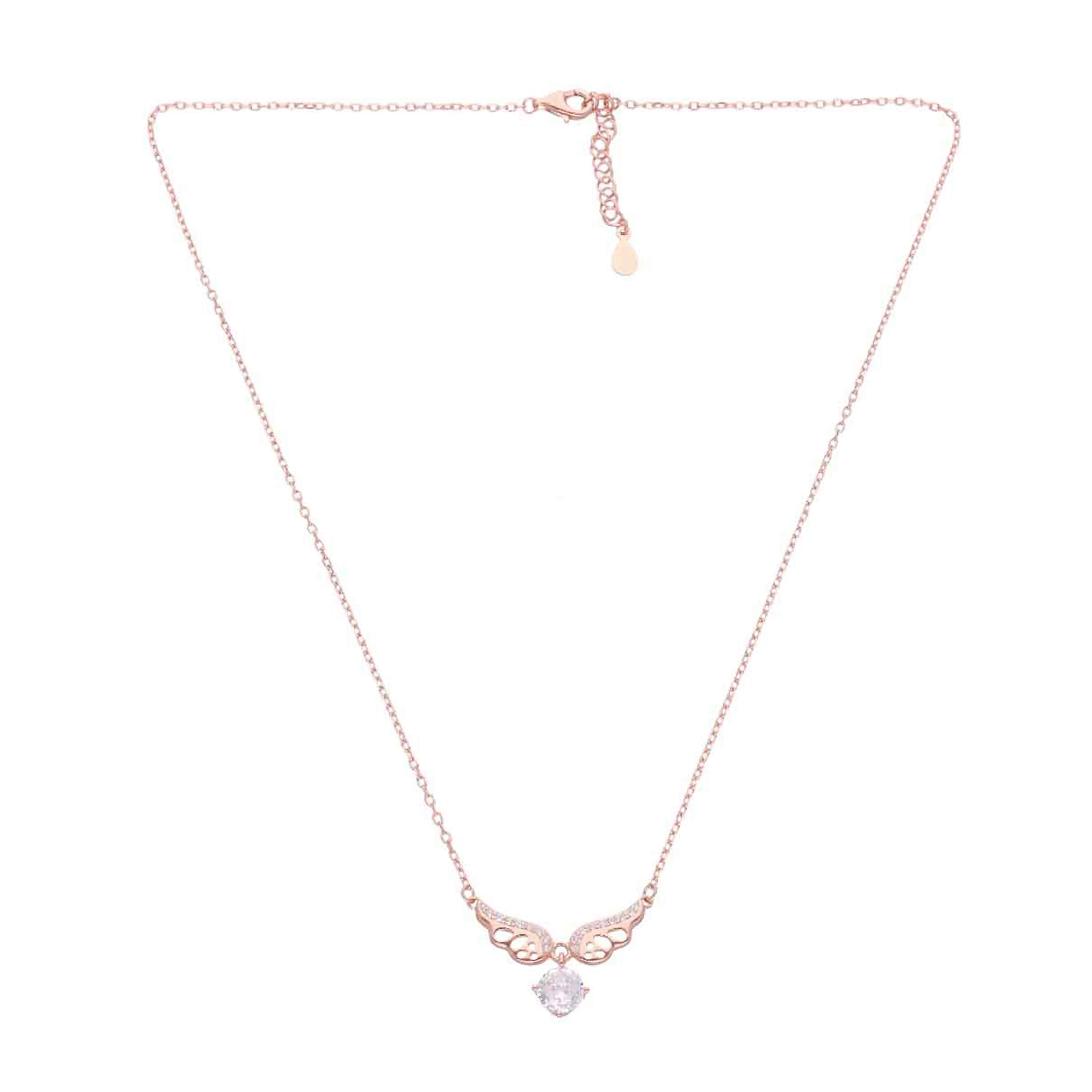 Sterling Silver Butterfly with Solitaire Drop Necklace - Image 6