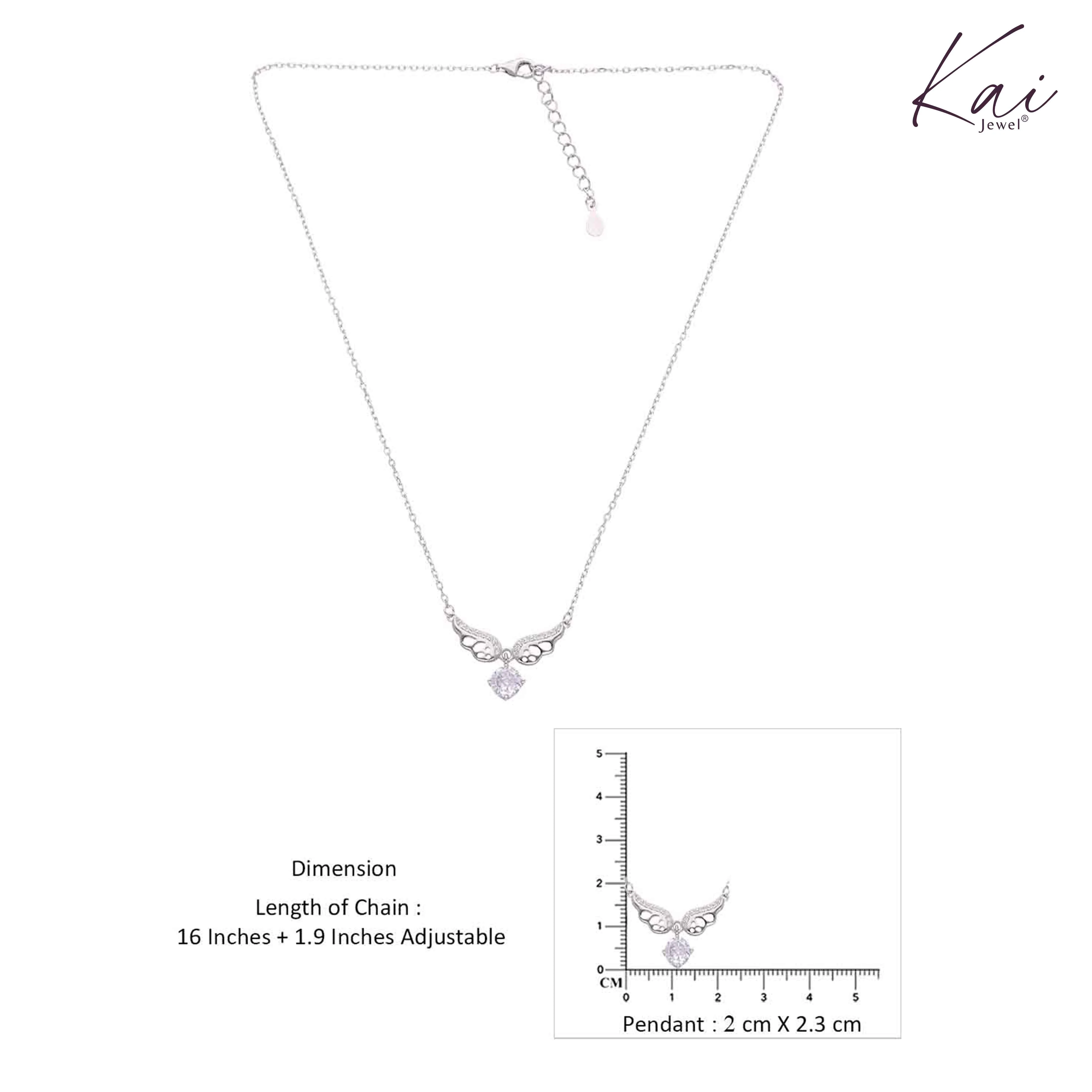 Sterling Silver Butterfly with Solitaire Drop Necklace - Image 7
