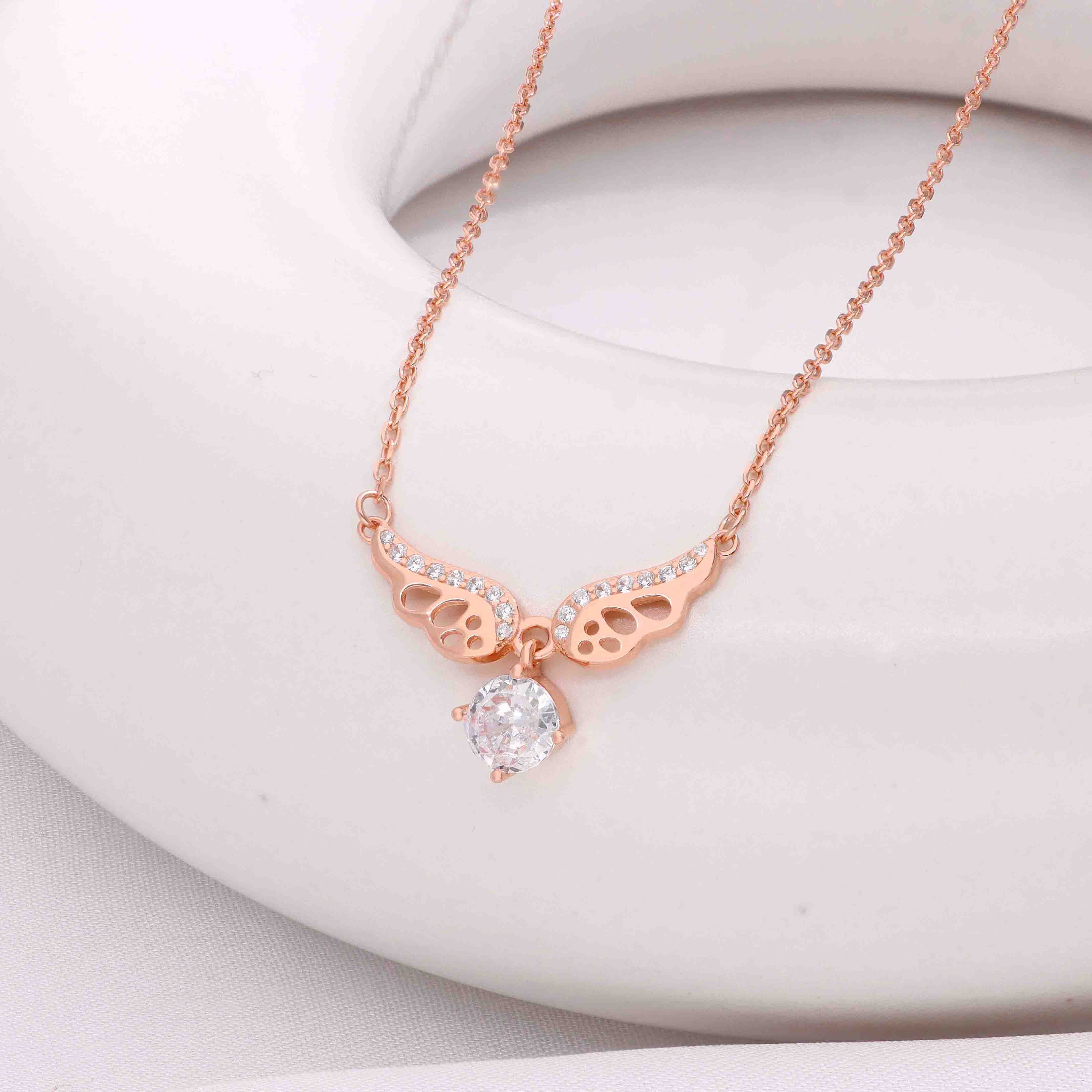 Sterling Silver Butterfly with Solitaire Drop Necklace - Image 8
