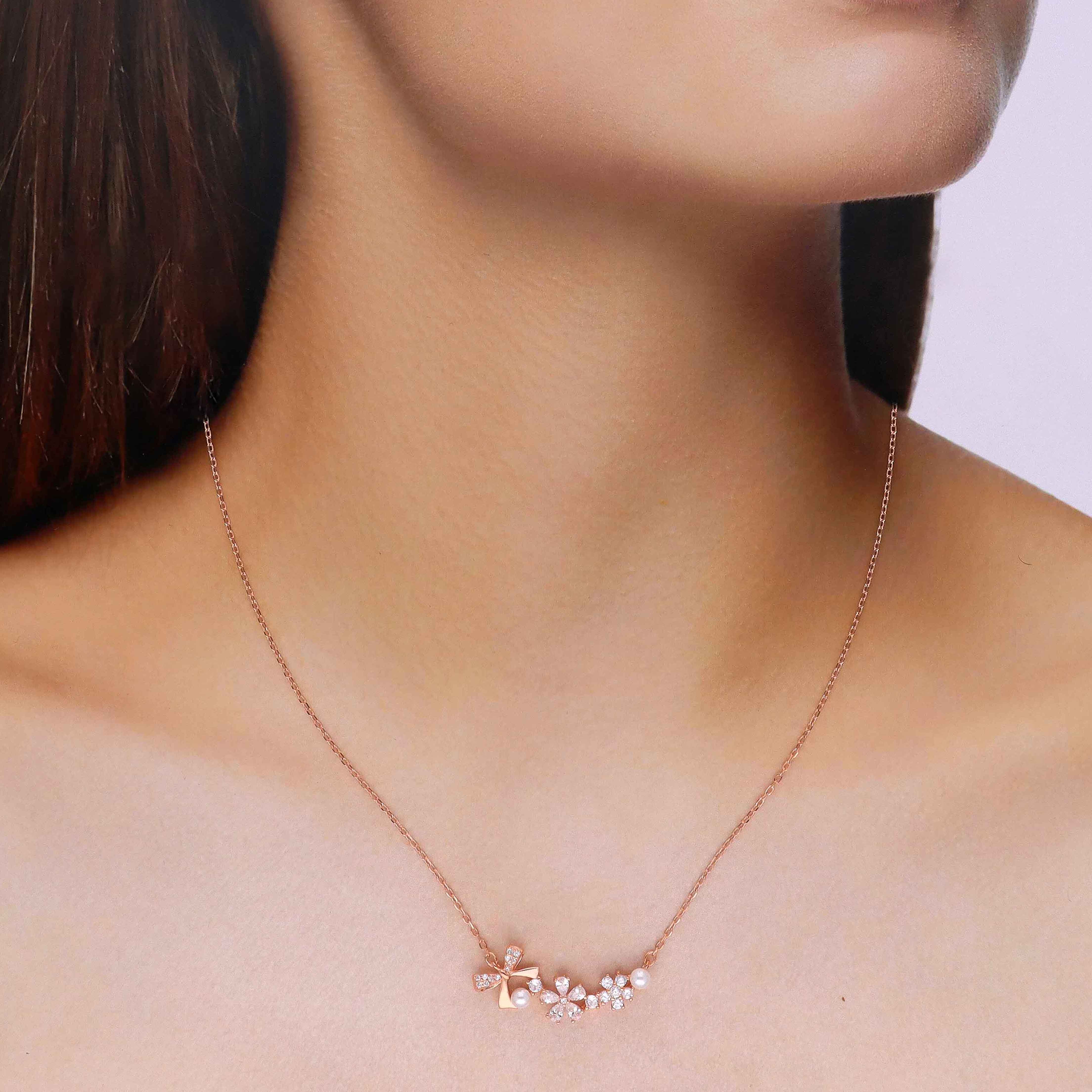 Sterling Silver Floral Pearl Elegance Necklace - Image 4