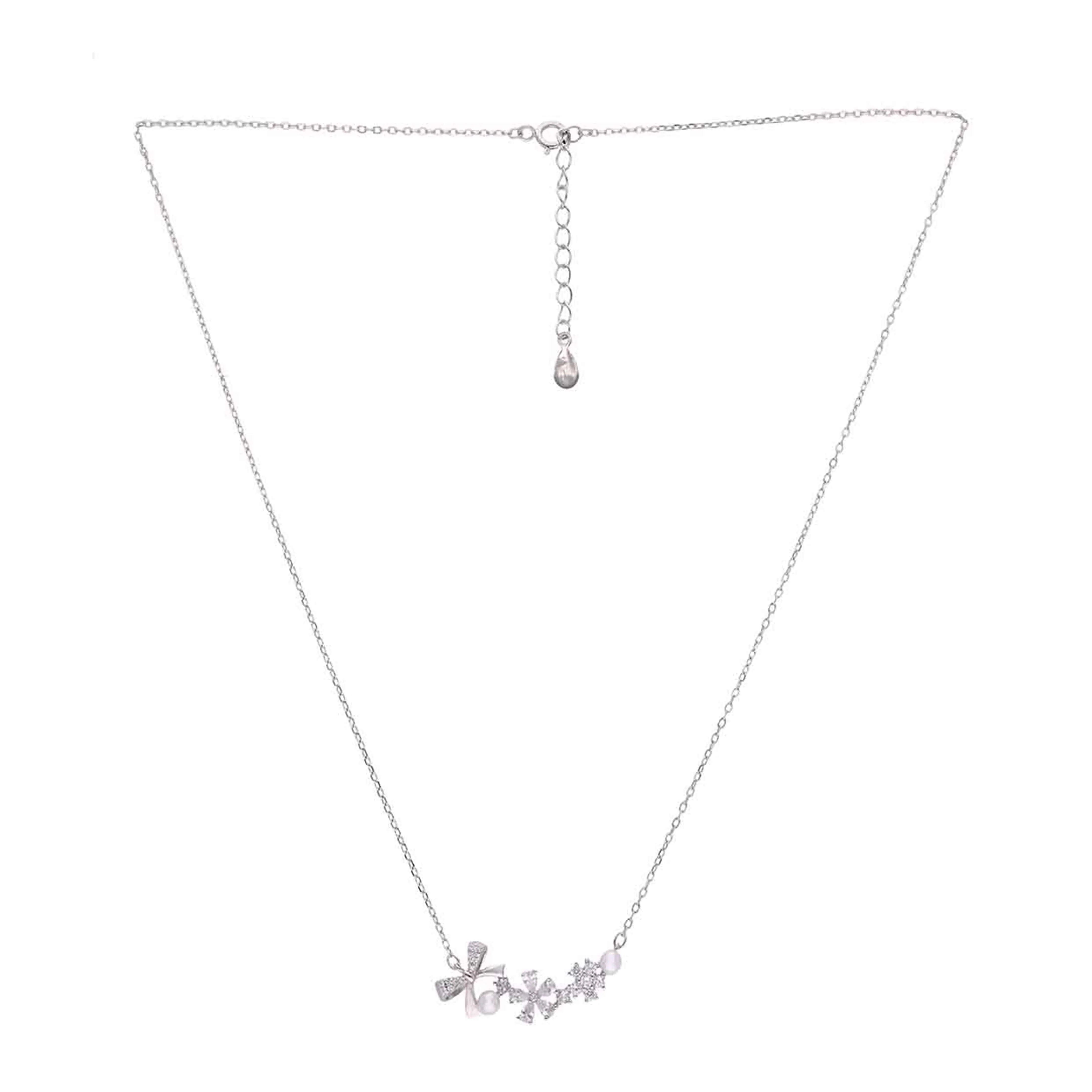Sterling Silver Floral Pearl Elegance Necklace - Image 5