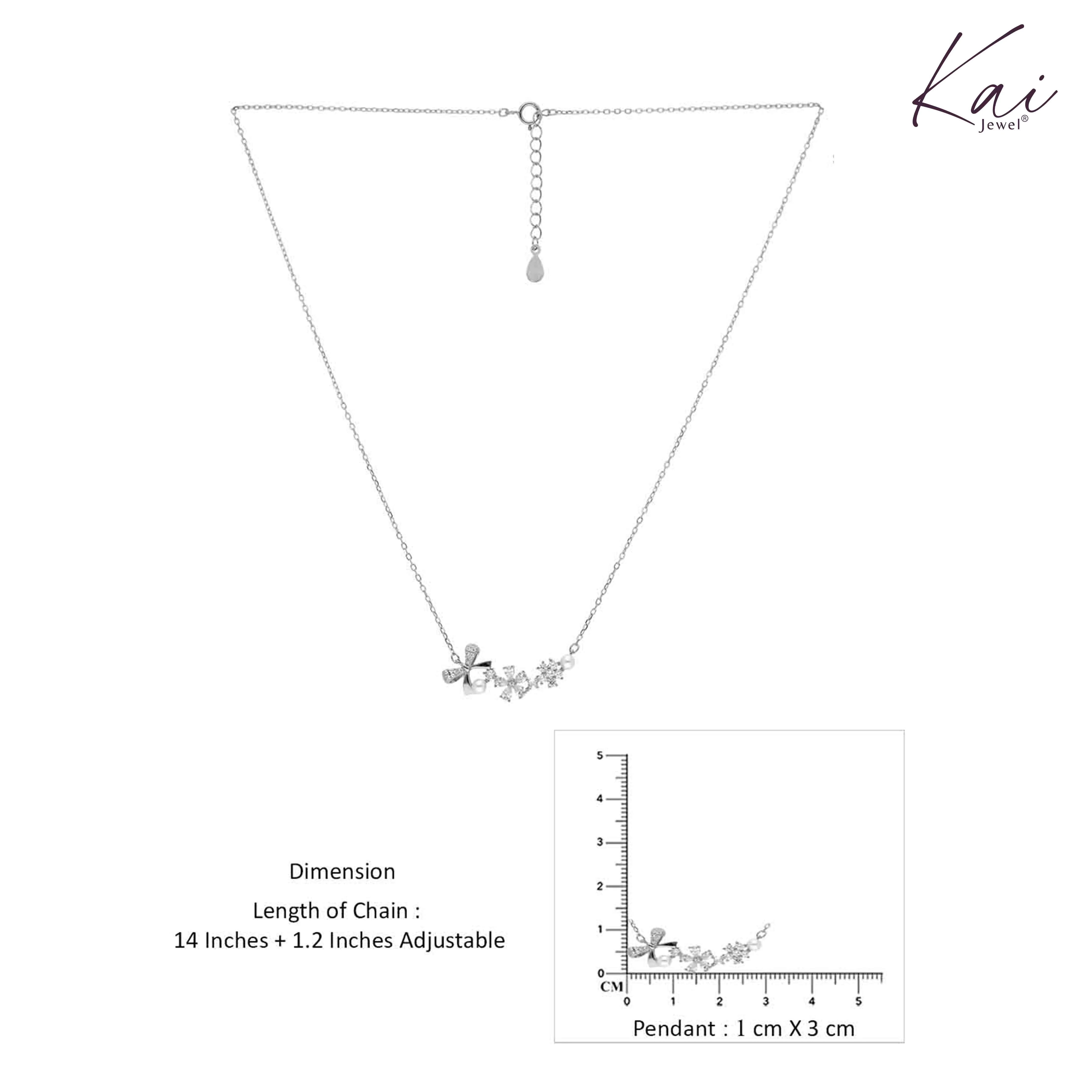 Sterling Silver Floral Pearl Elegance Necklace - Image 6
