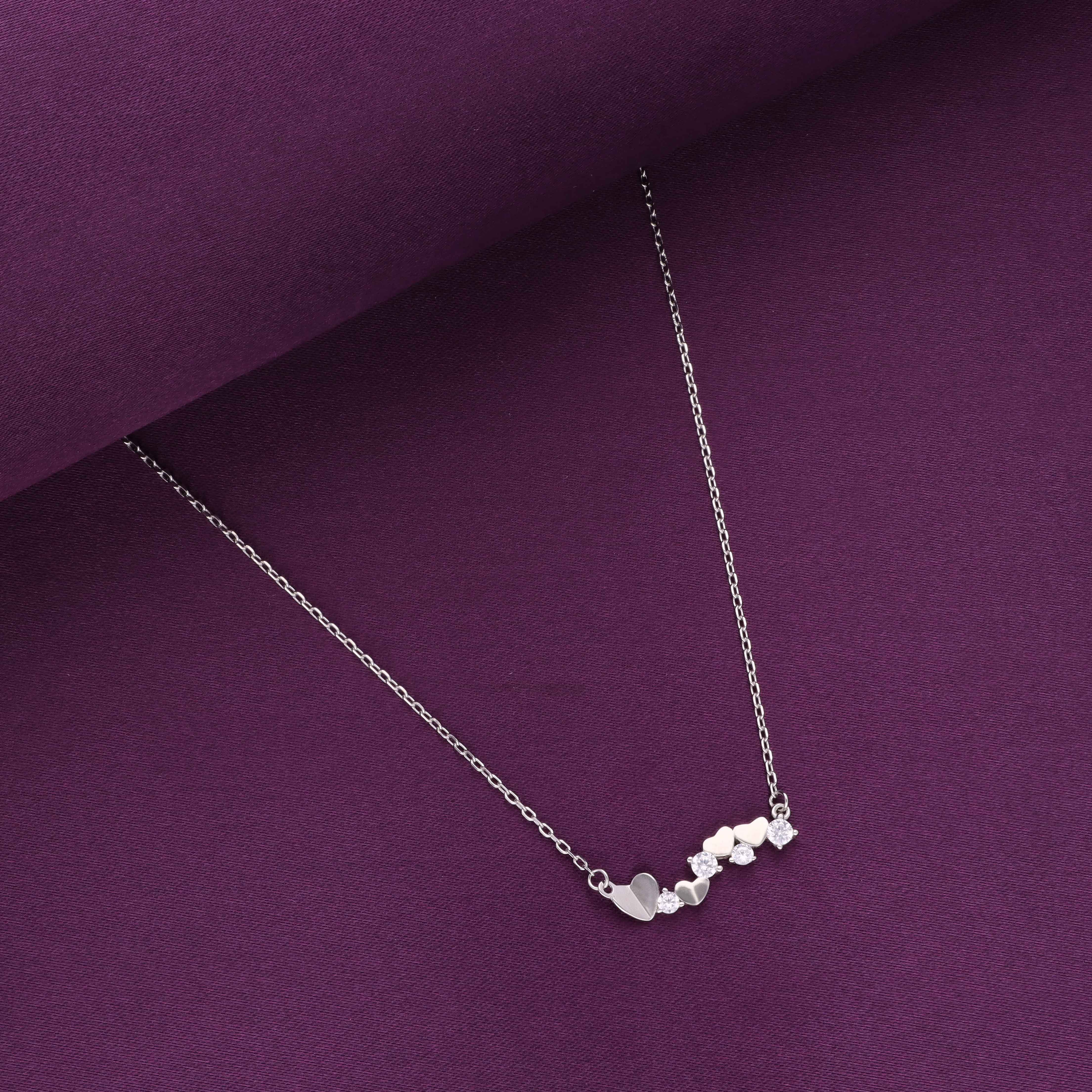 Sterling Silver String of Heart Necklace - Image 3