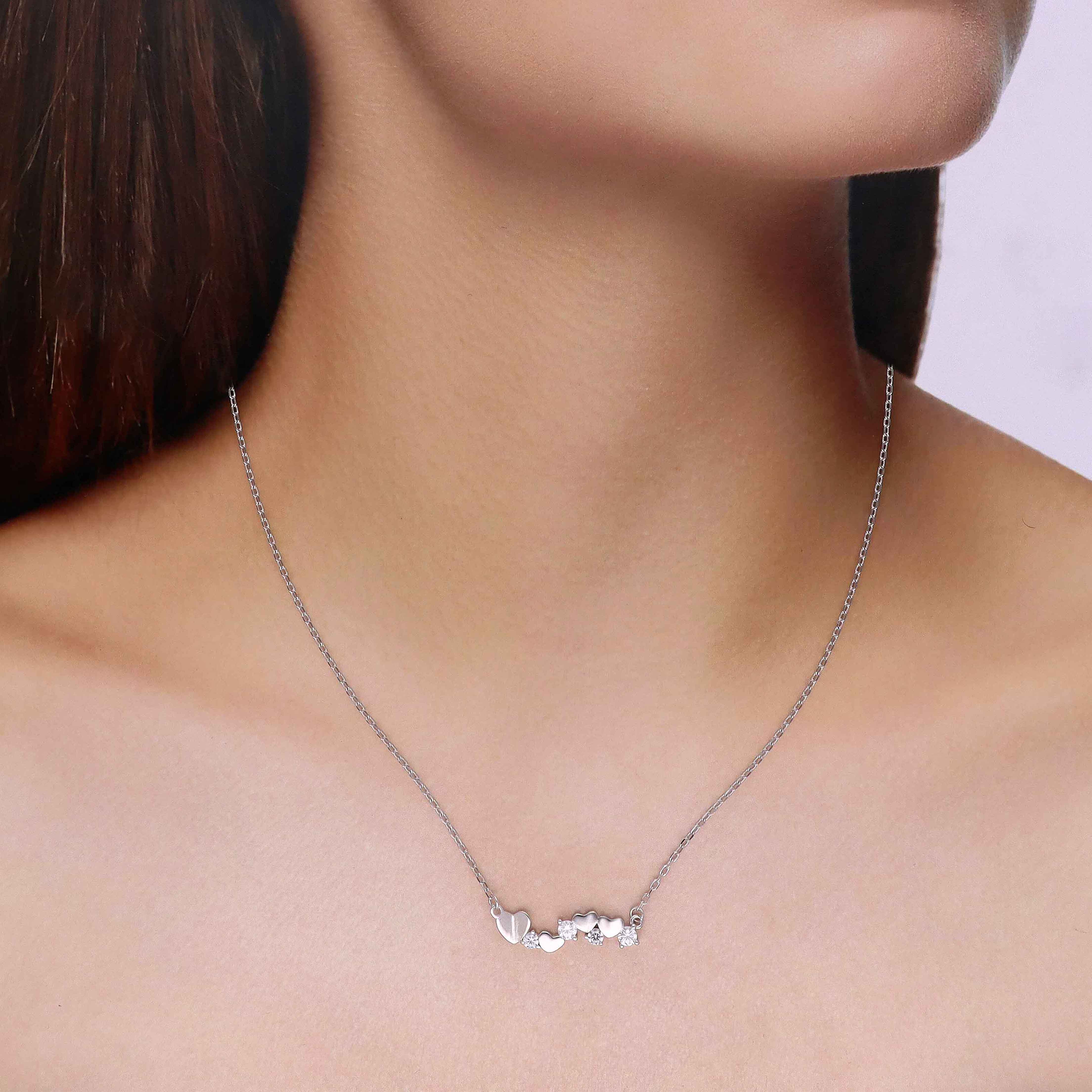 Sterling Silver String of Heart Necklace - Image 5