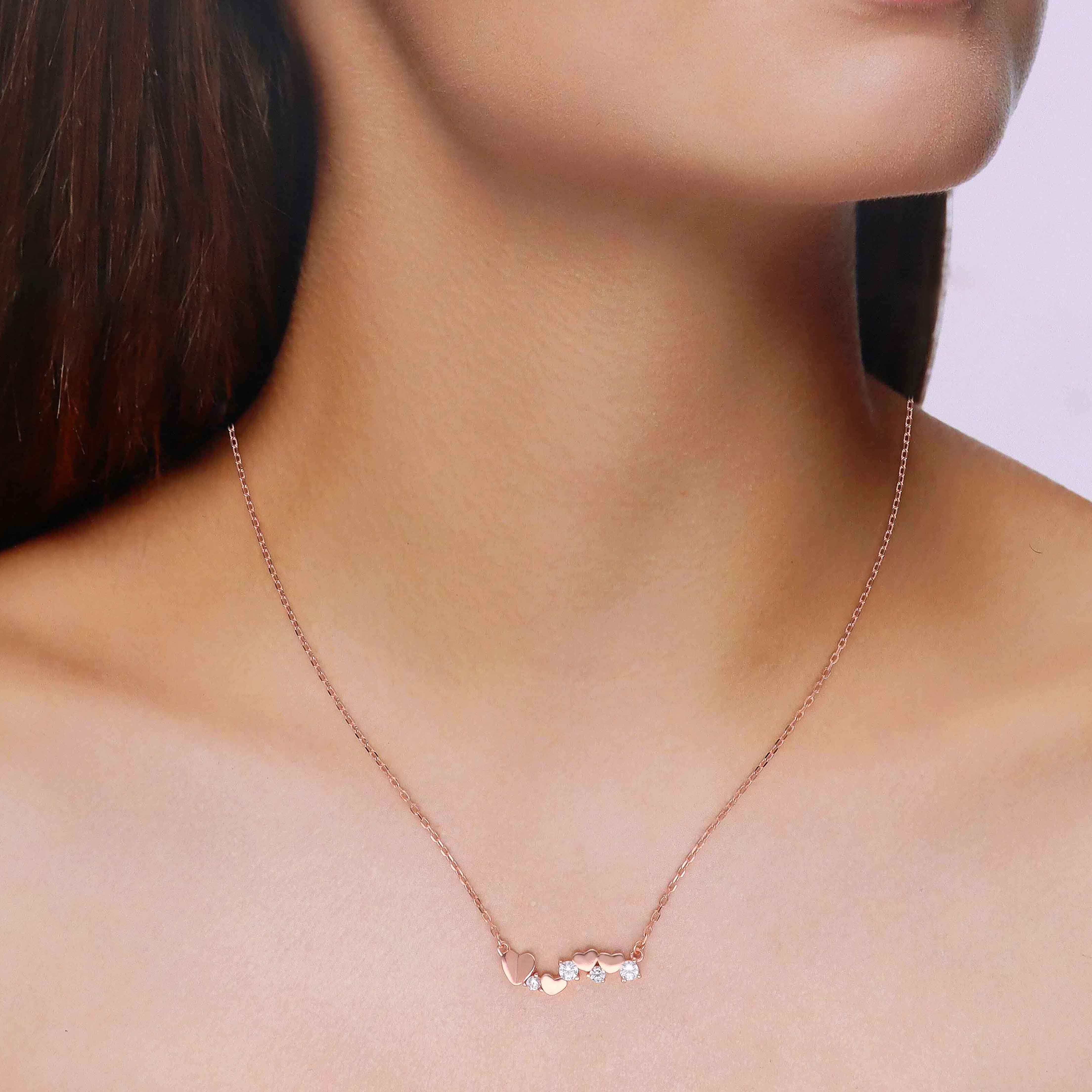 Sterling Silver String of Heart Necklace - Image 6