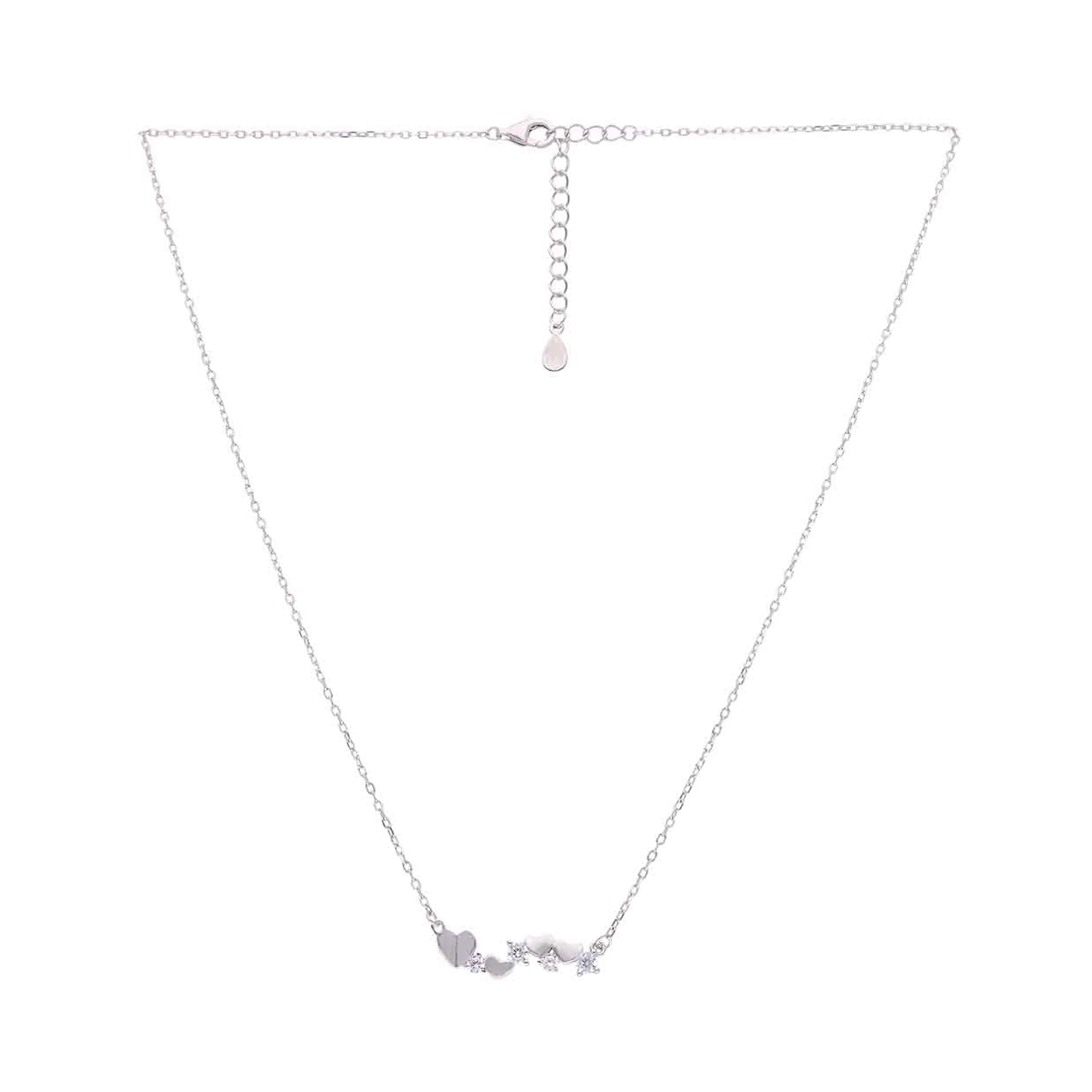 Sterling Silver String of Heart Necklace - Image 7