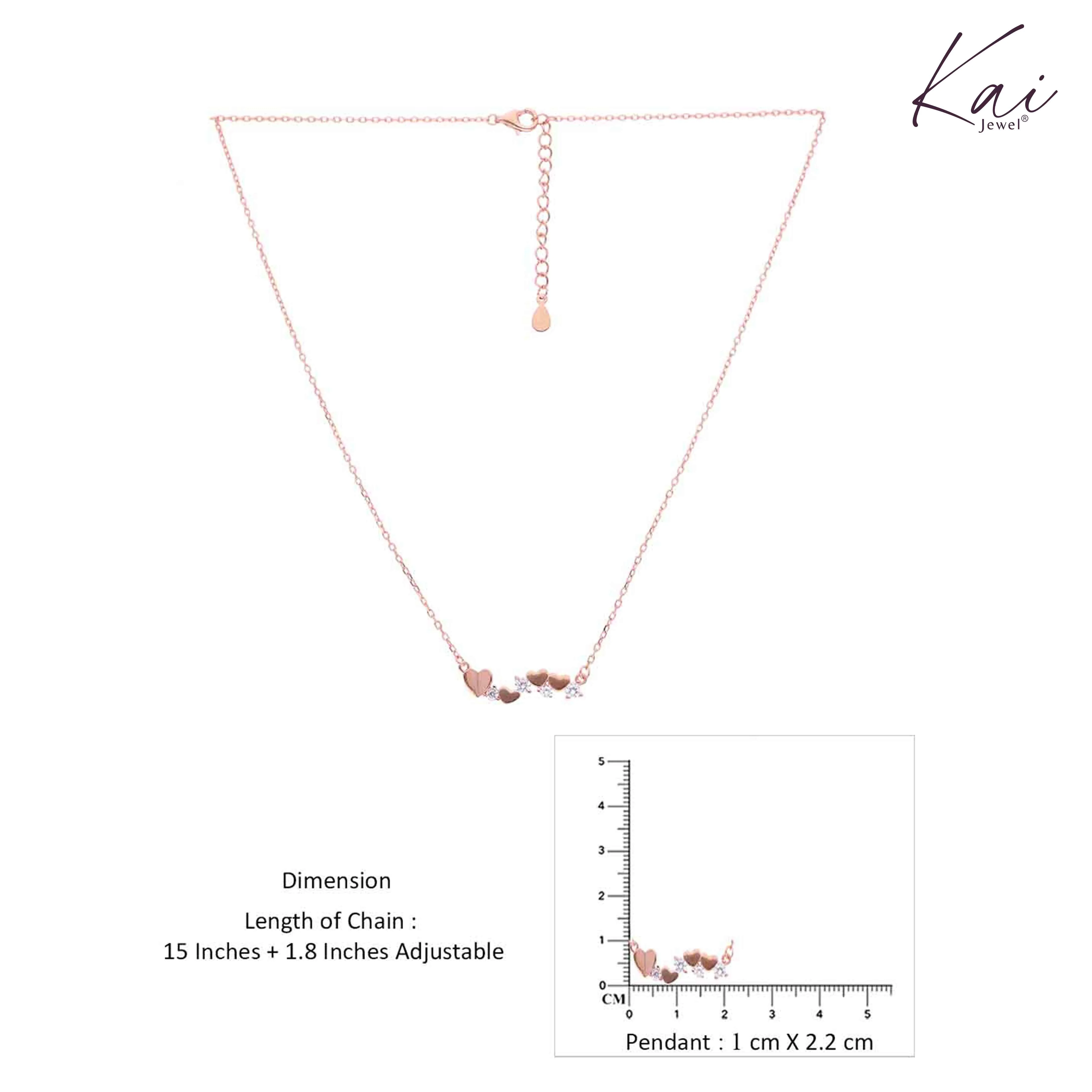 Sterling Silver String of Heart Necklace - Image 8