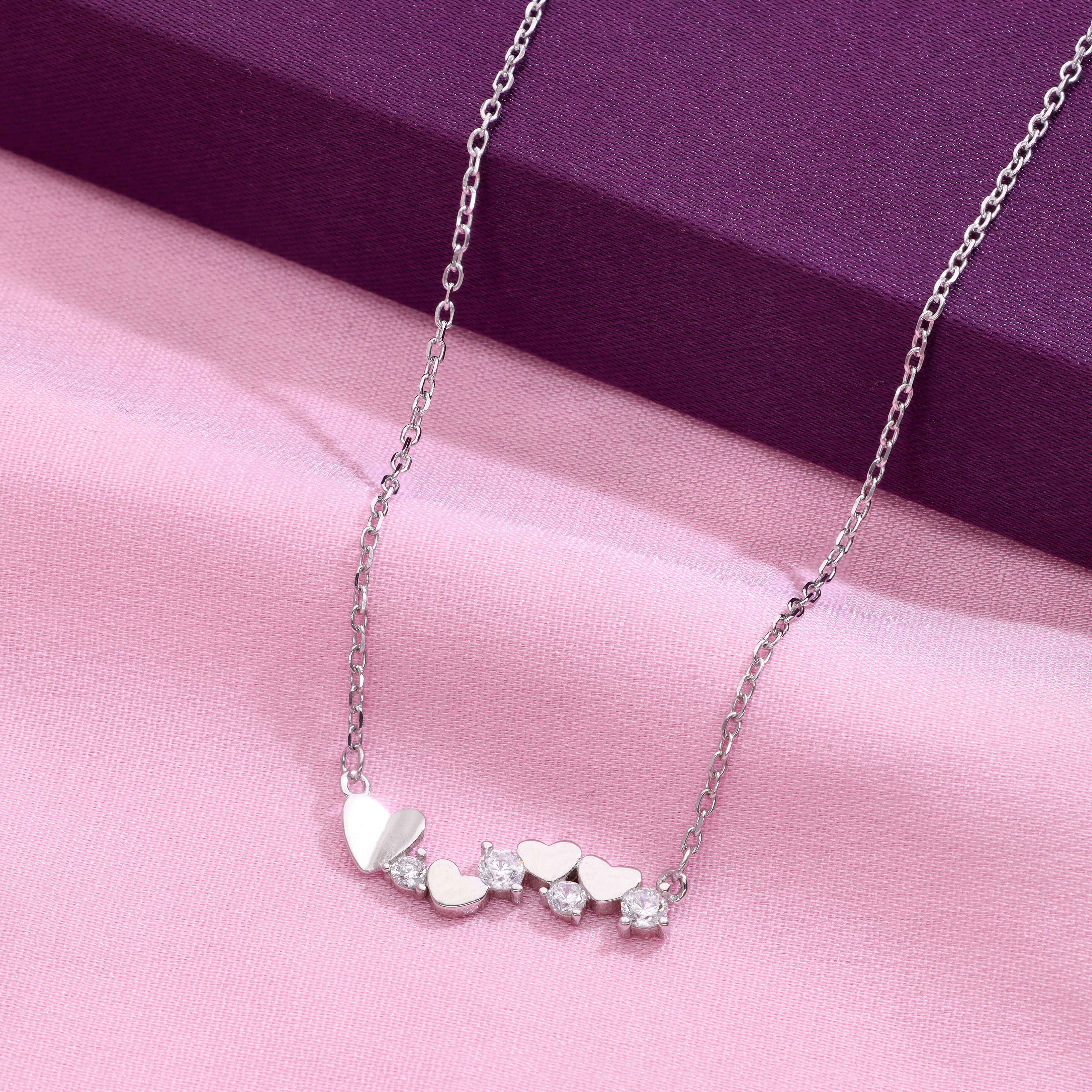 Sterling Silver String of Heart Necklace - Image 9