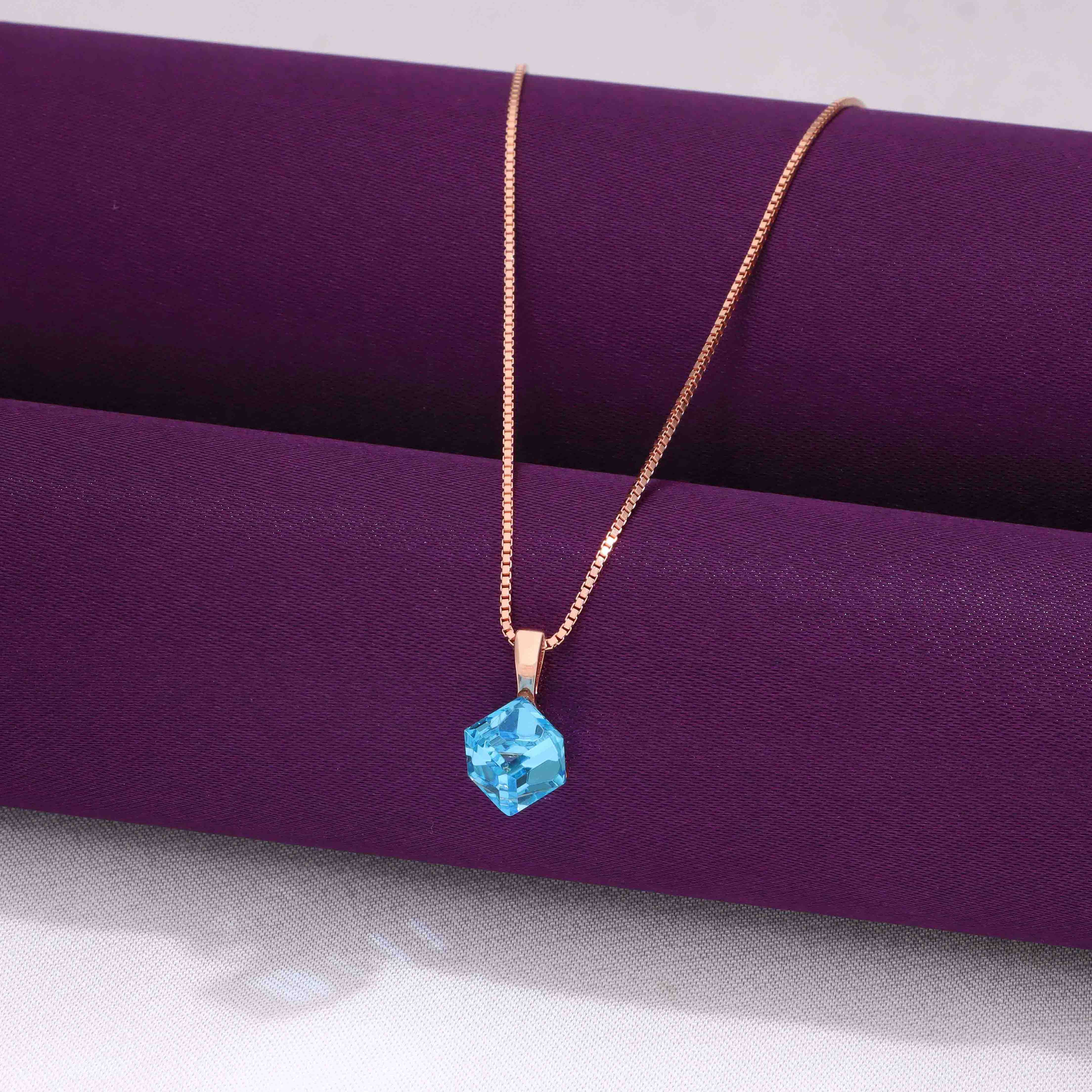 Sterling Silver Shiny Light Blue Necklace - Image 10