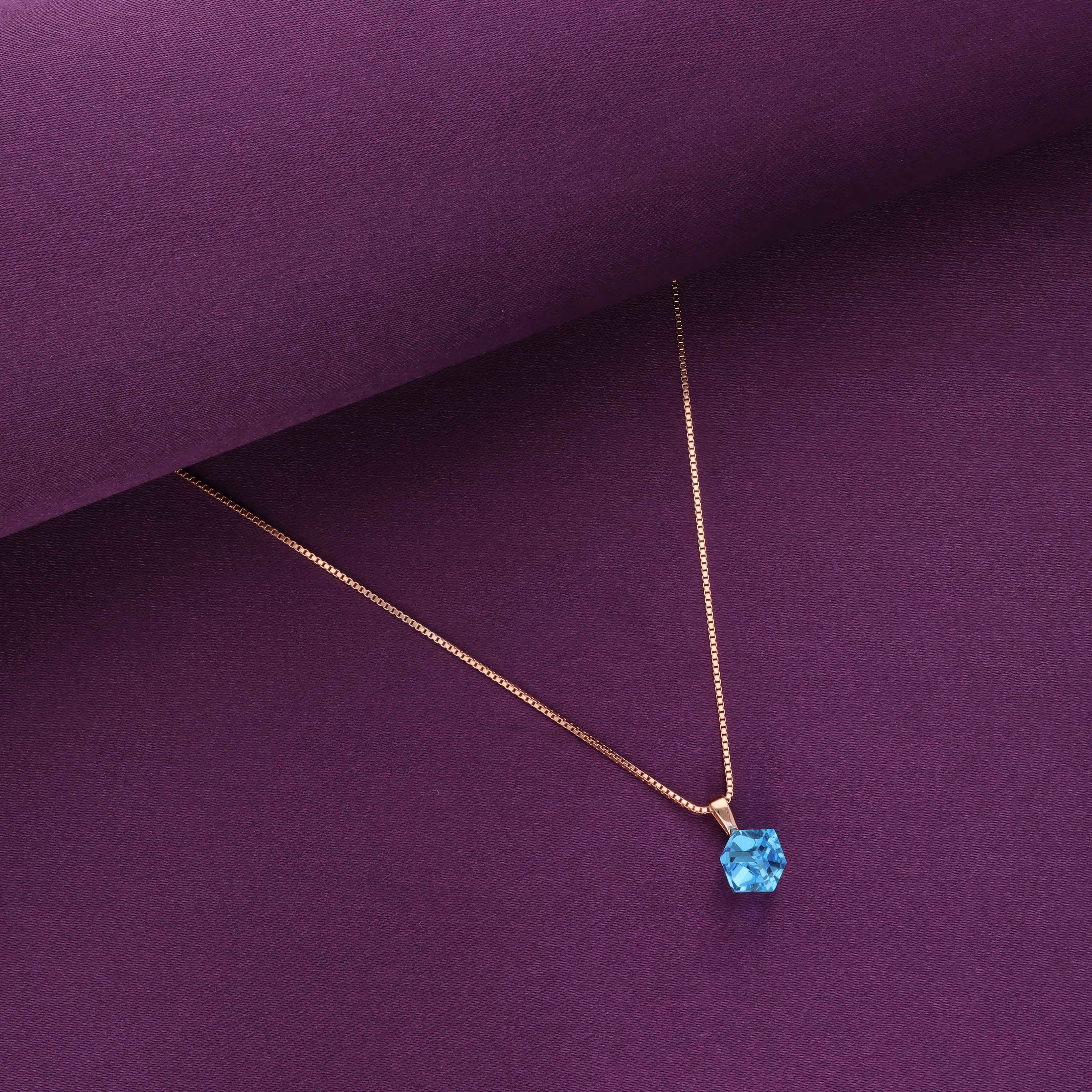 Sterling Silver Shiny Light Blue Necklace - Image 4