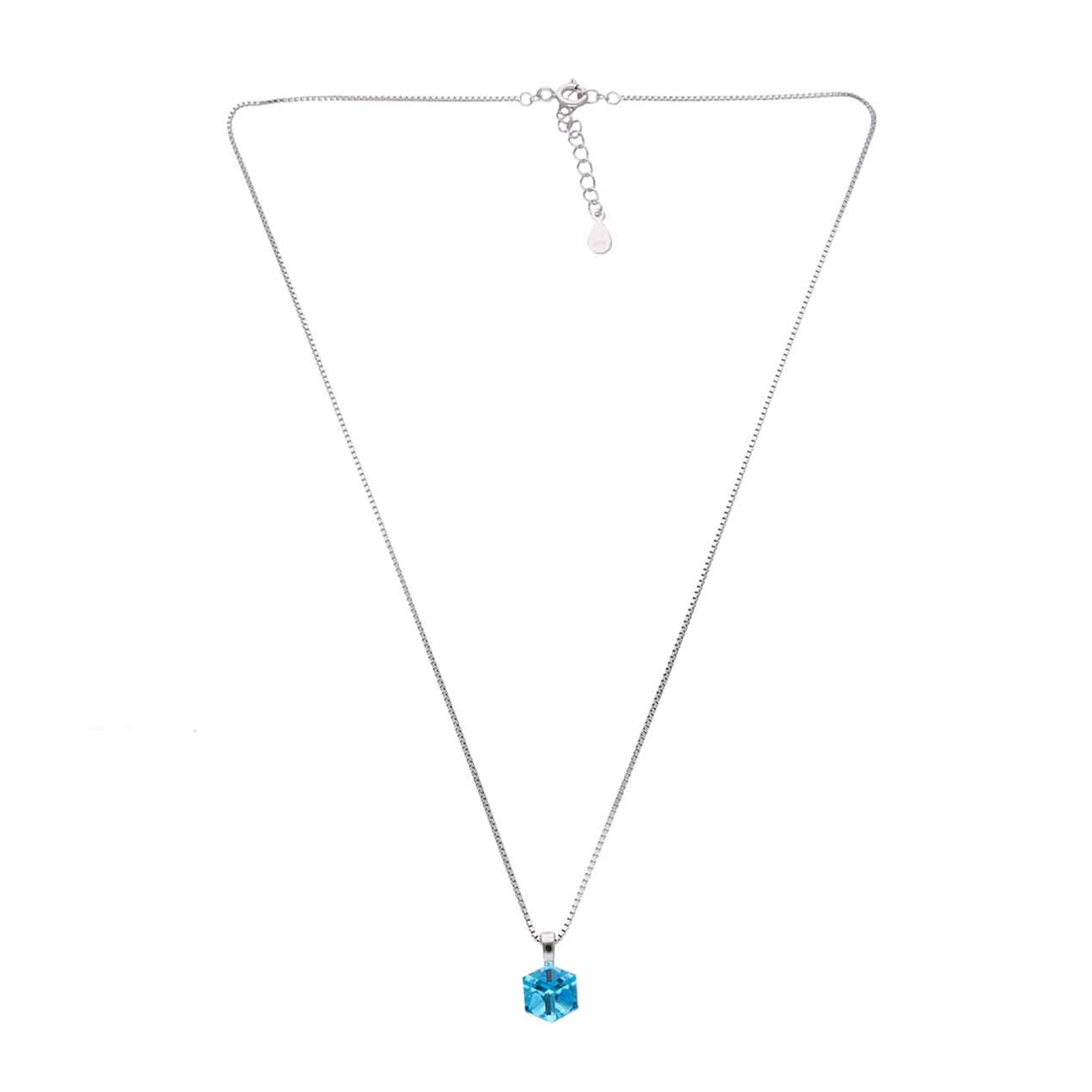 Sterling Silver Shiny Light Blue Necklace - Image 7