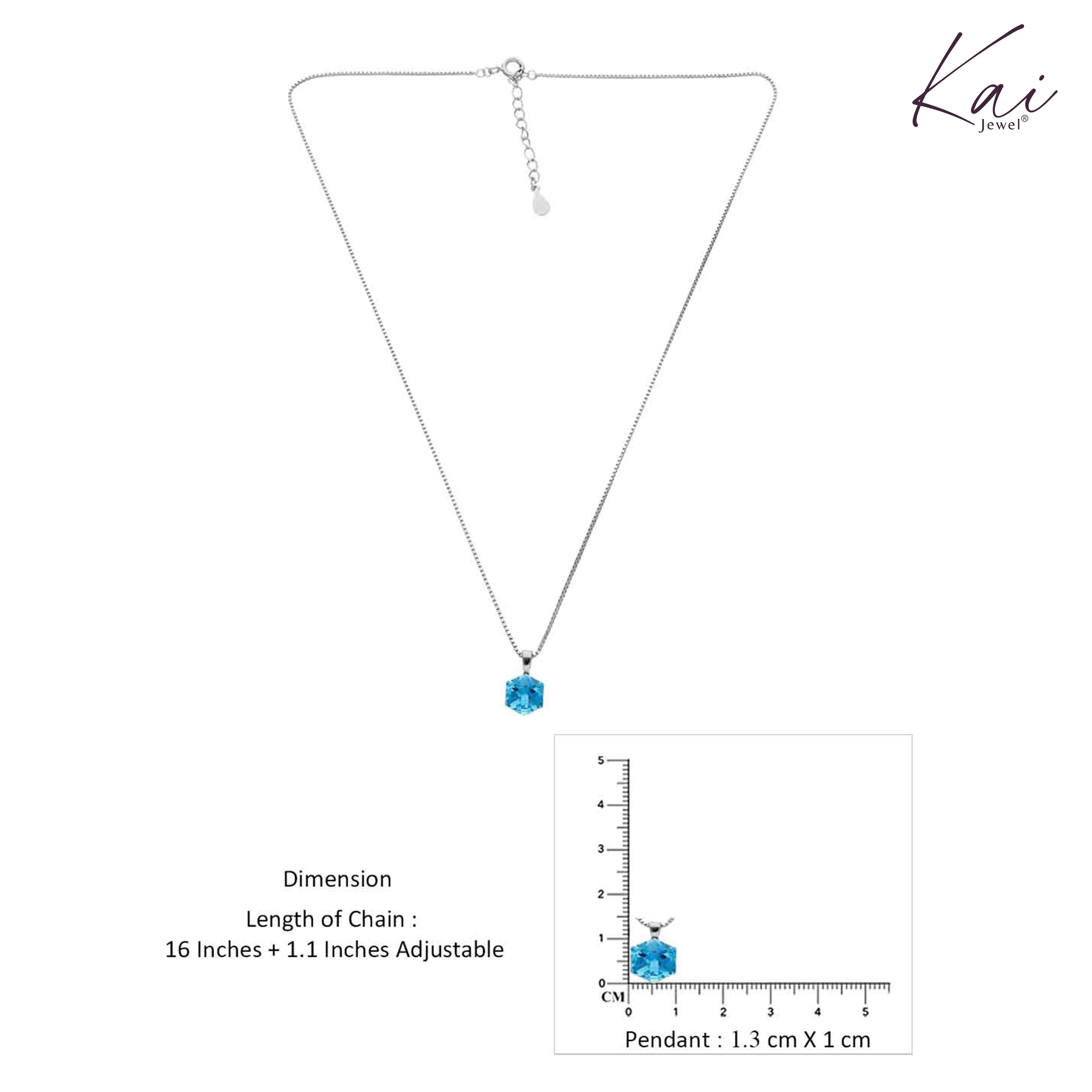 Sterling Silver Shiny Light Blue Necklace - Image 8