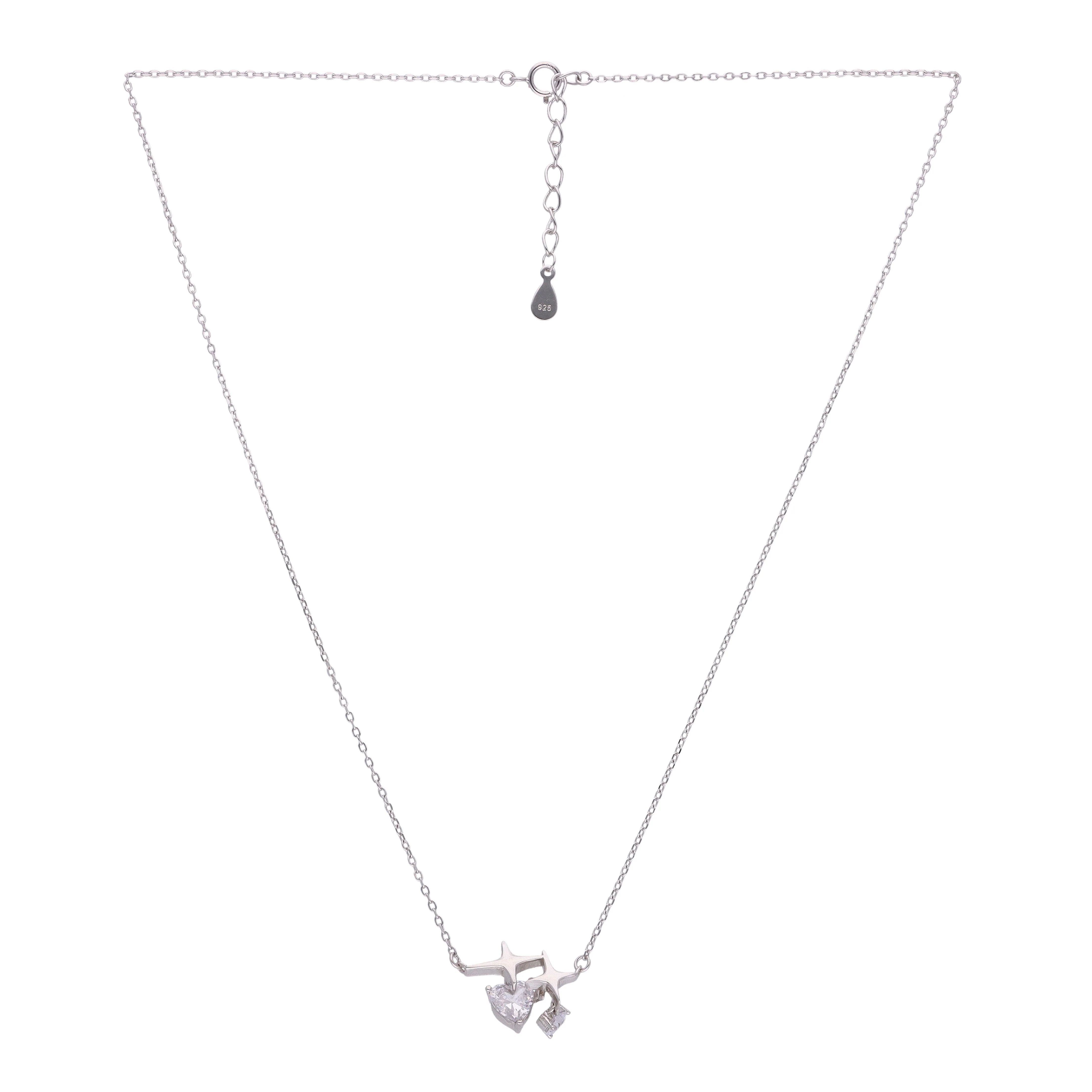 Forever Heart & Star Sparkle Silver Necklace - Image 3