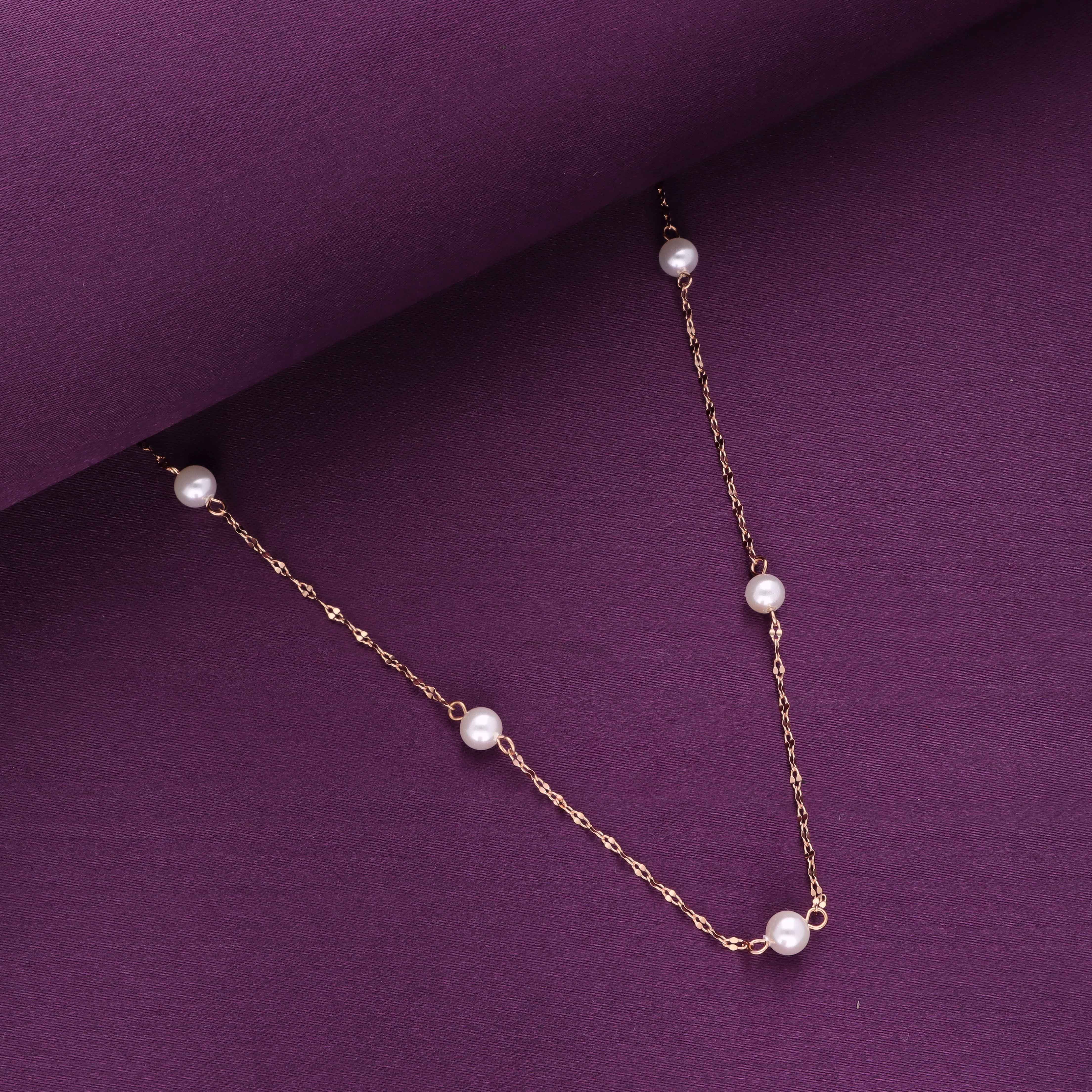 Sterling Silver Simple Pearl Link Chain Necklace - Image 2