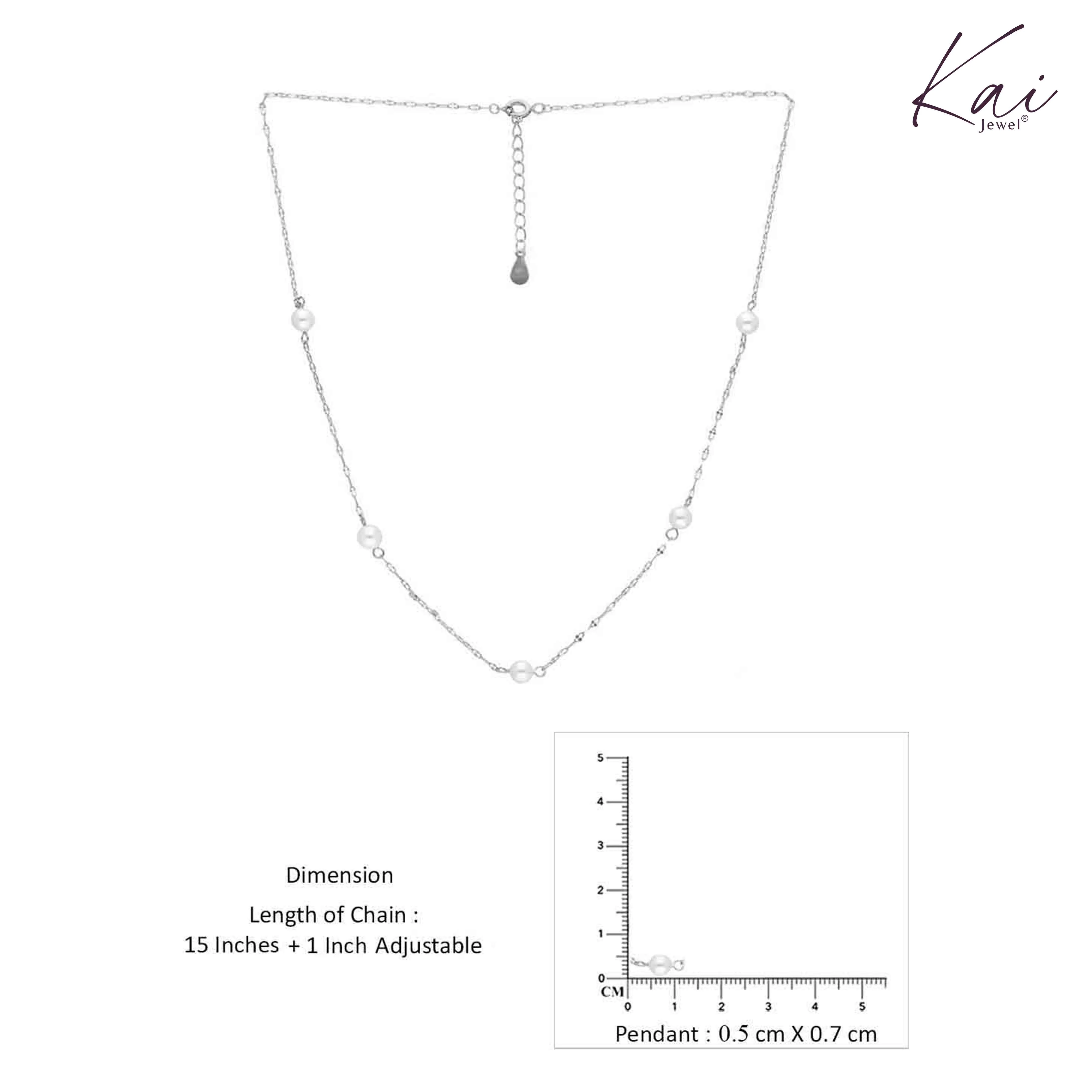 Sterling Silver Simple Pearl Link Chain Necklace - Image 6