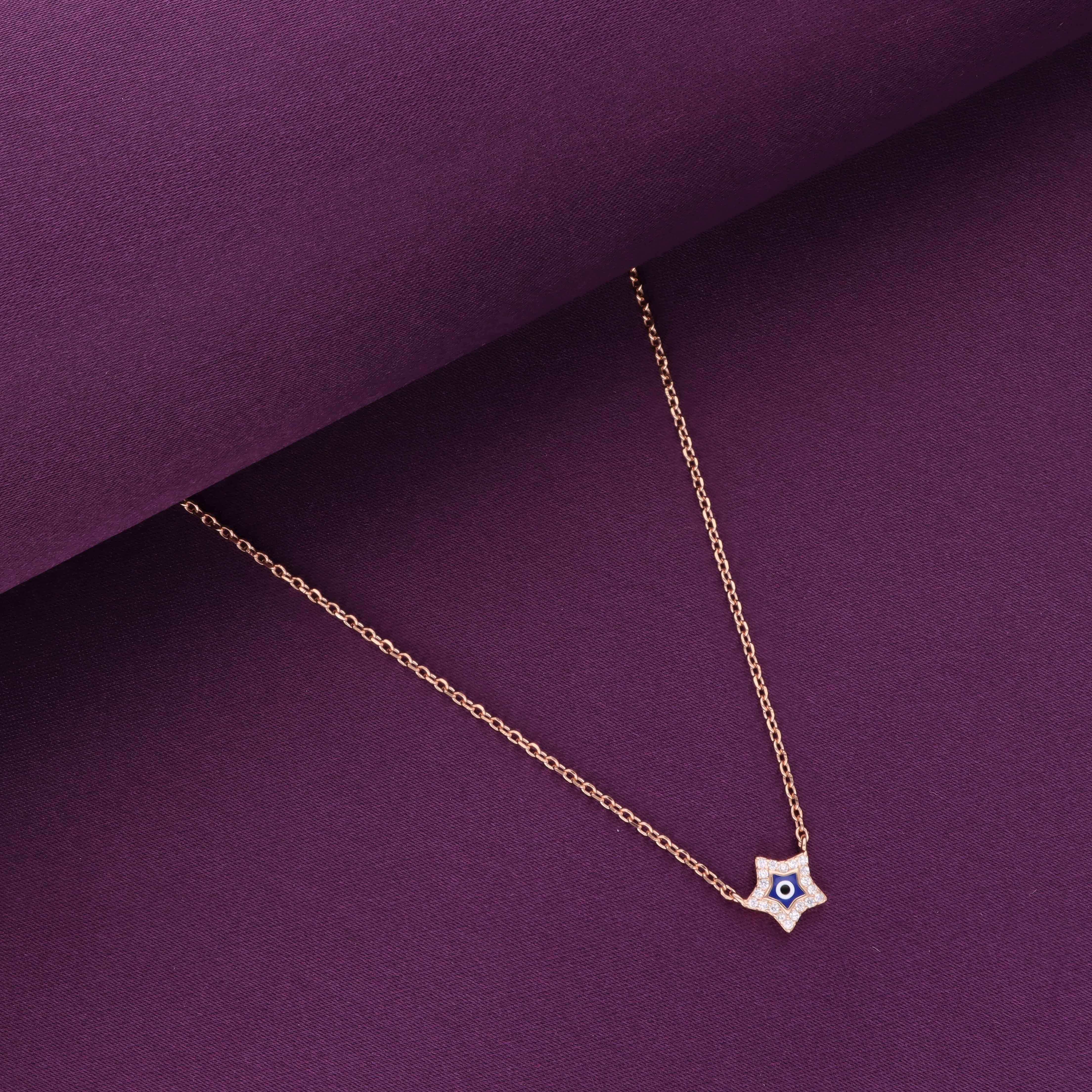 Sterling Silver Star Evil Eye Necklace - Image 4