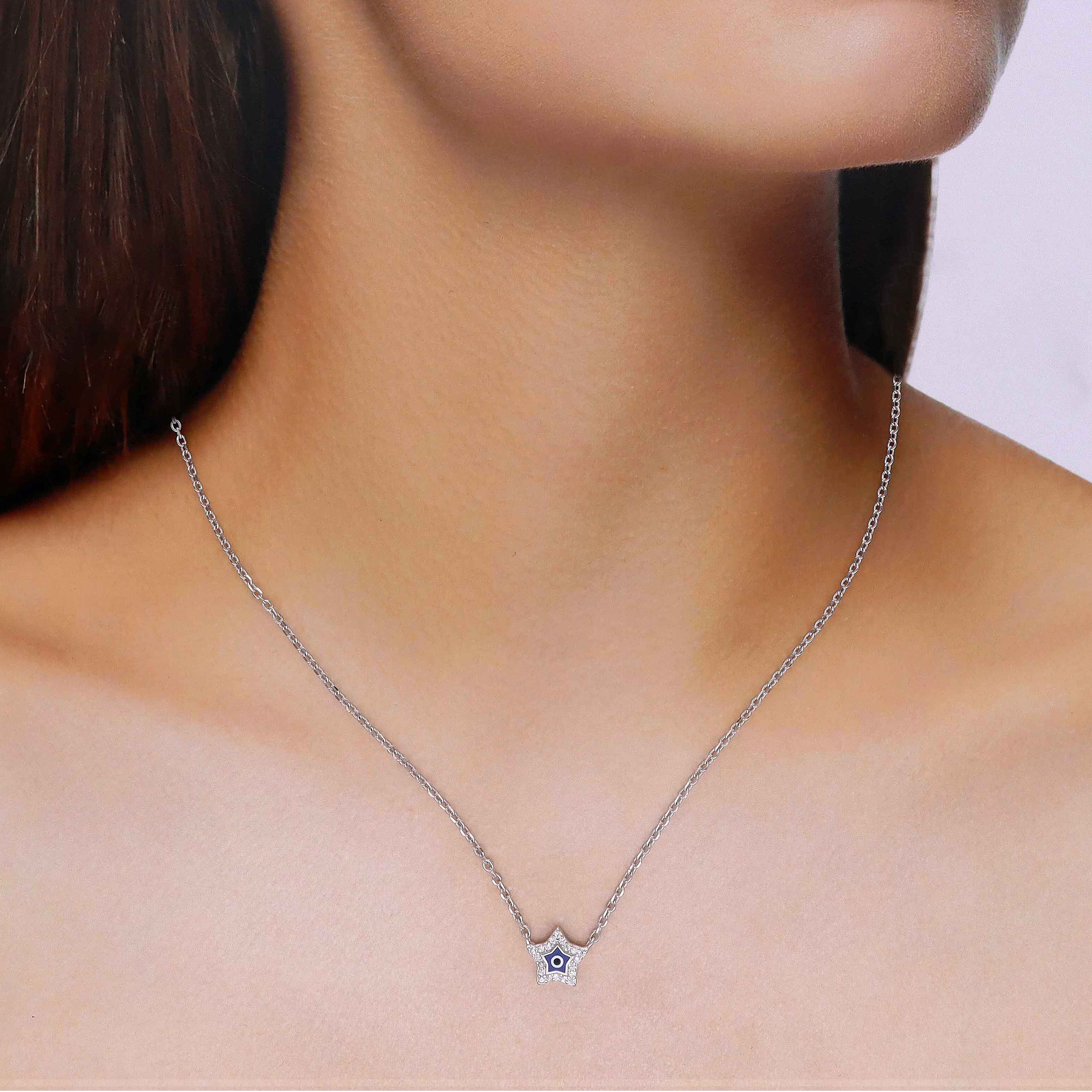 Sterling Silver Star Evil Eye Necklace - Image 5