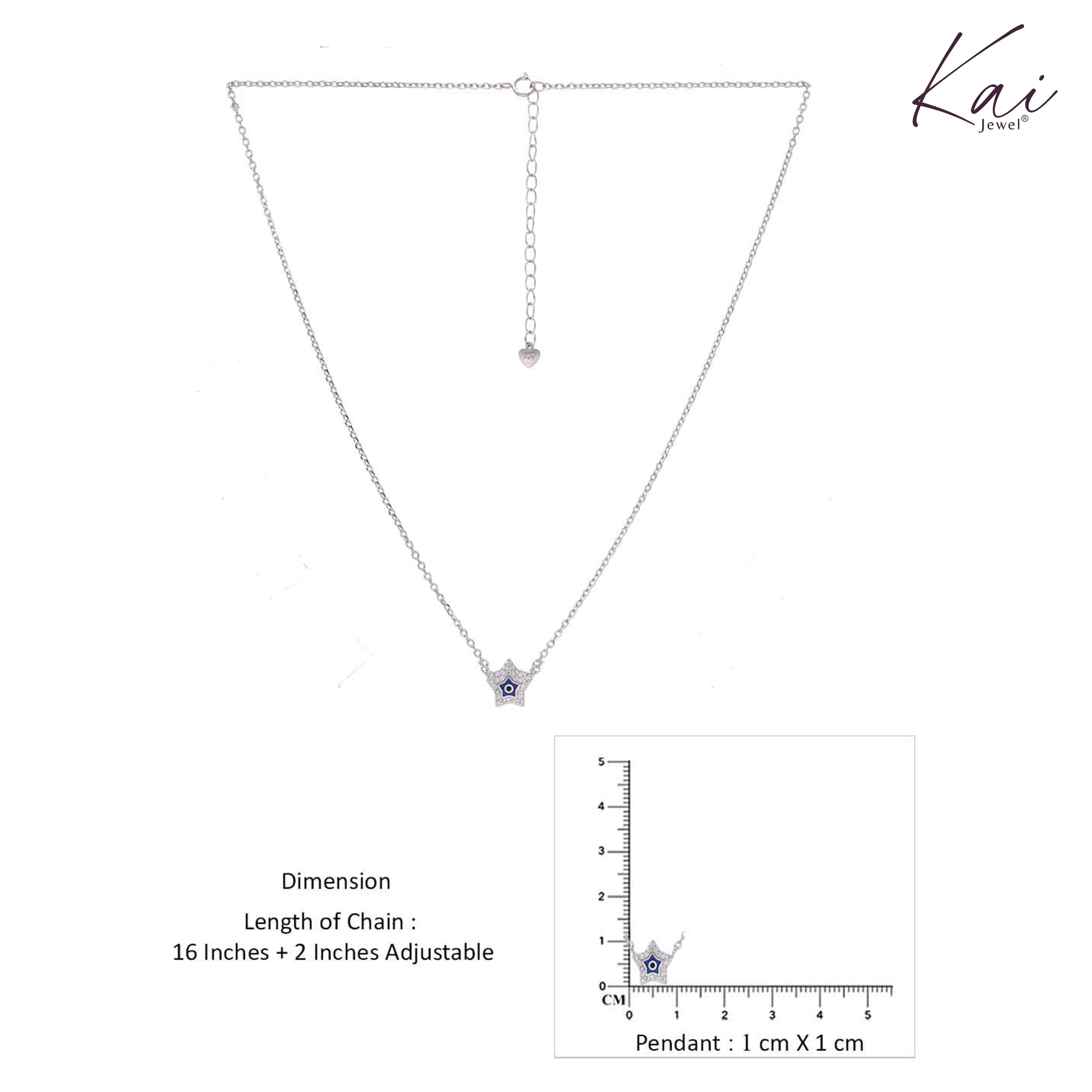 Sterling Silver Star Evil Eye Necklace - Image 7