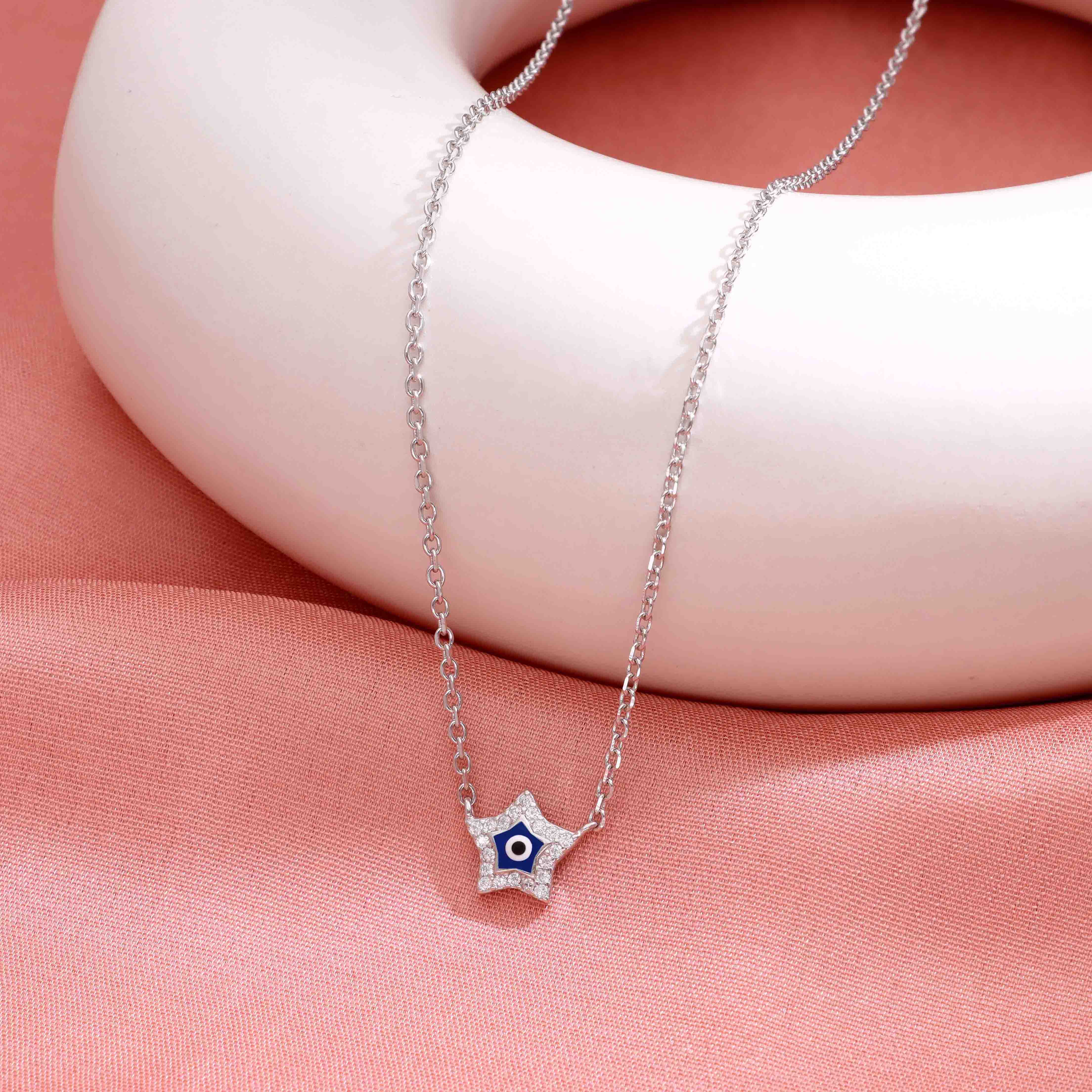 Sterling Silver Star Evil Eye Necklace - Image 8