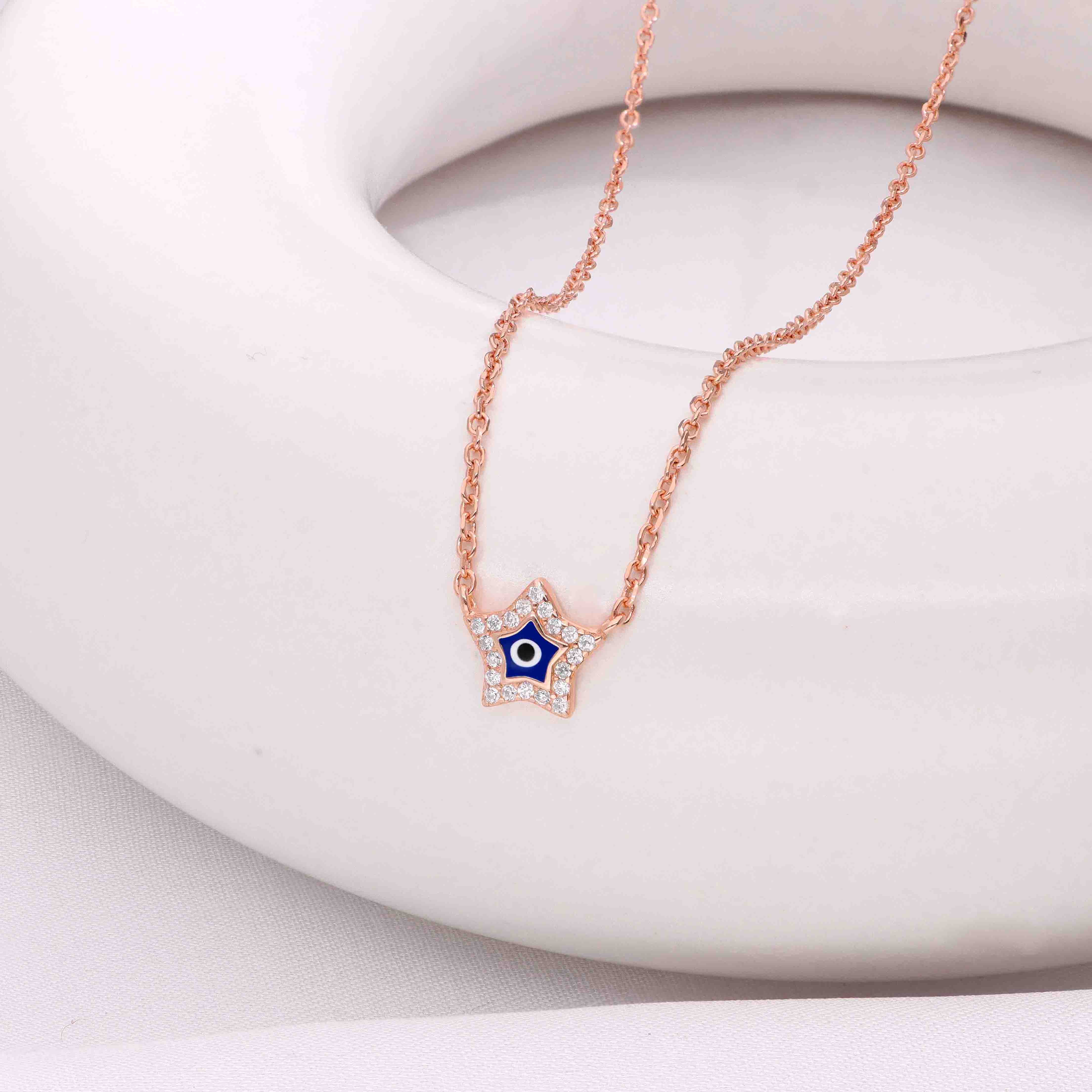 Sterling Silver Star Evil Eye Necklace - Image 9
