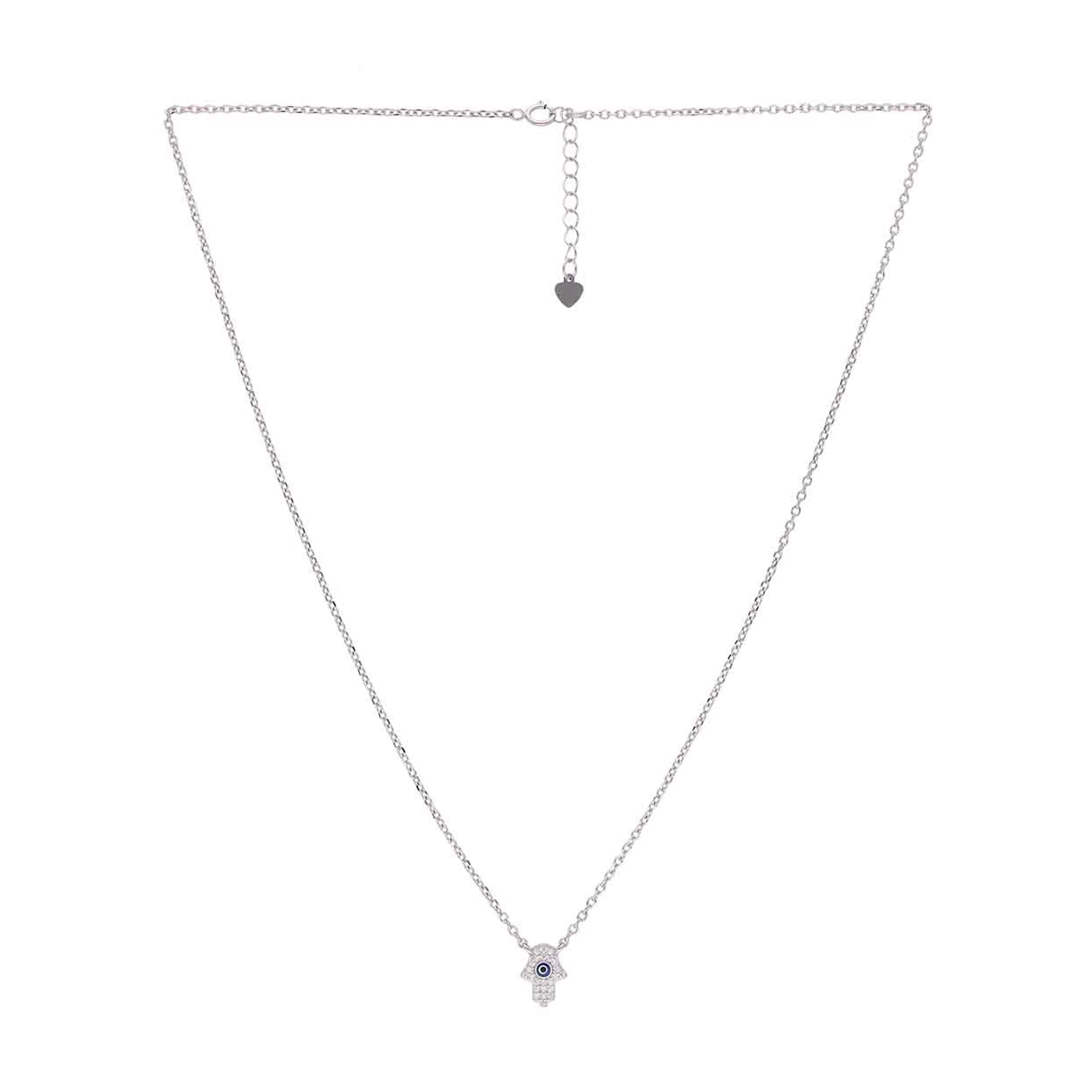 Sterling Silver Hamsa Evil Eye Necklace - Image 4
