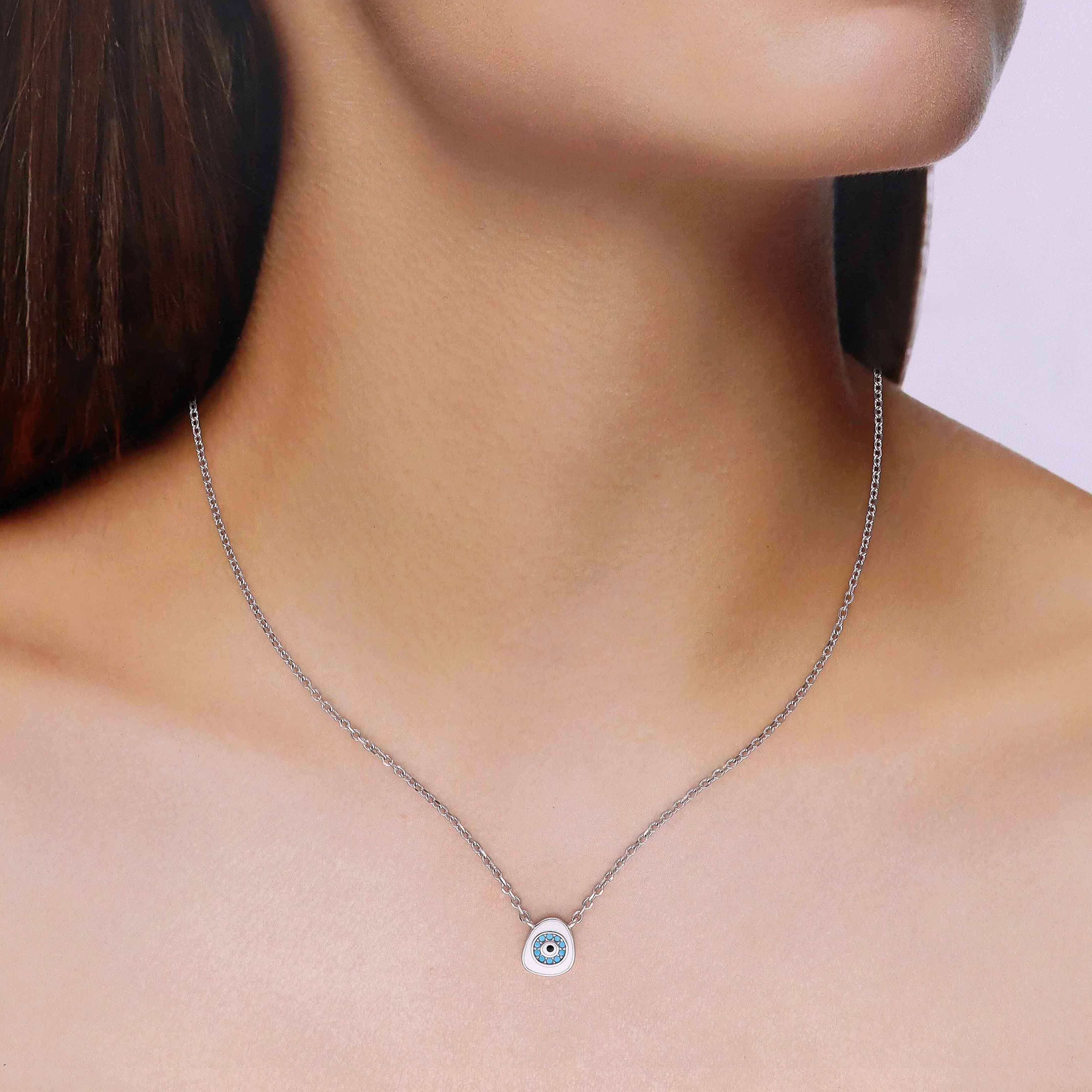 Sterling Silver Chic Evil Eye Necklace - Image 4
