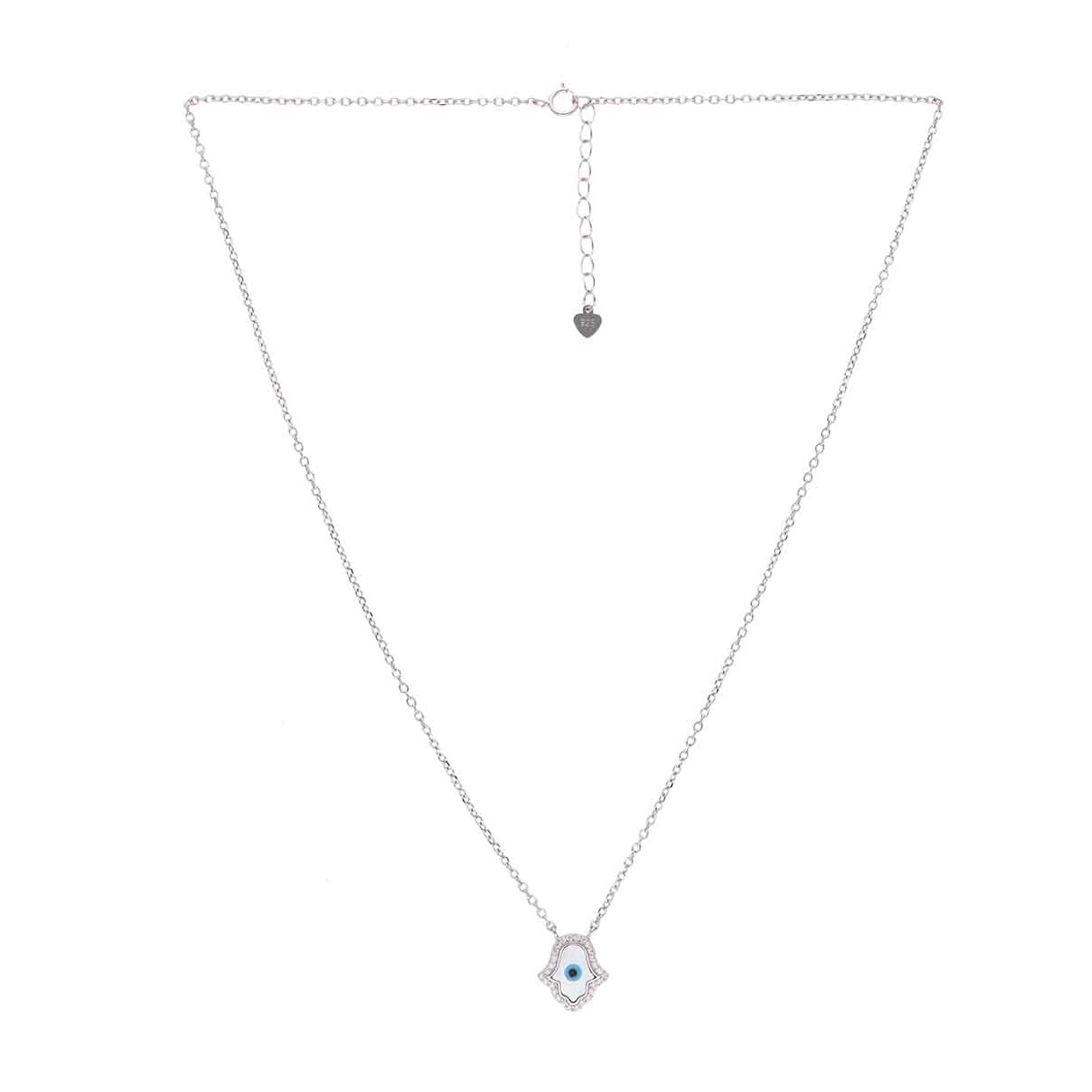Sterling Silver Mother of Pearl Evil Eye Necklace - Image 3