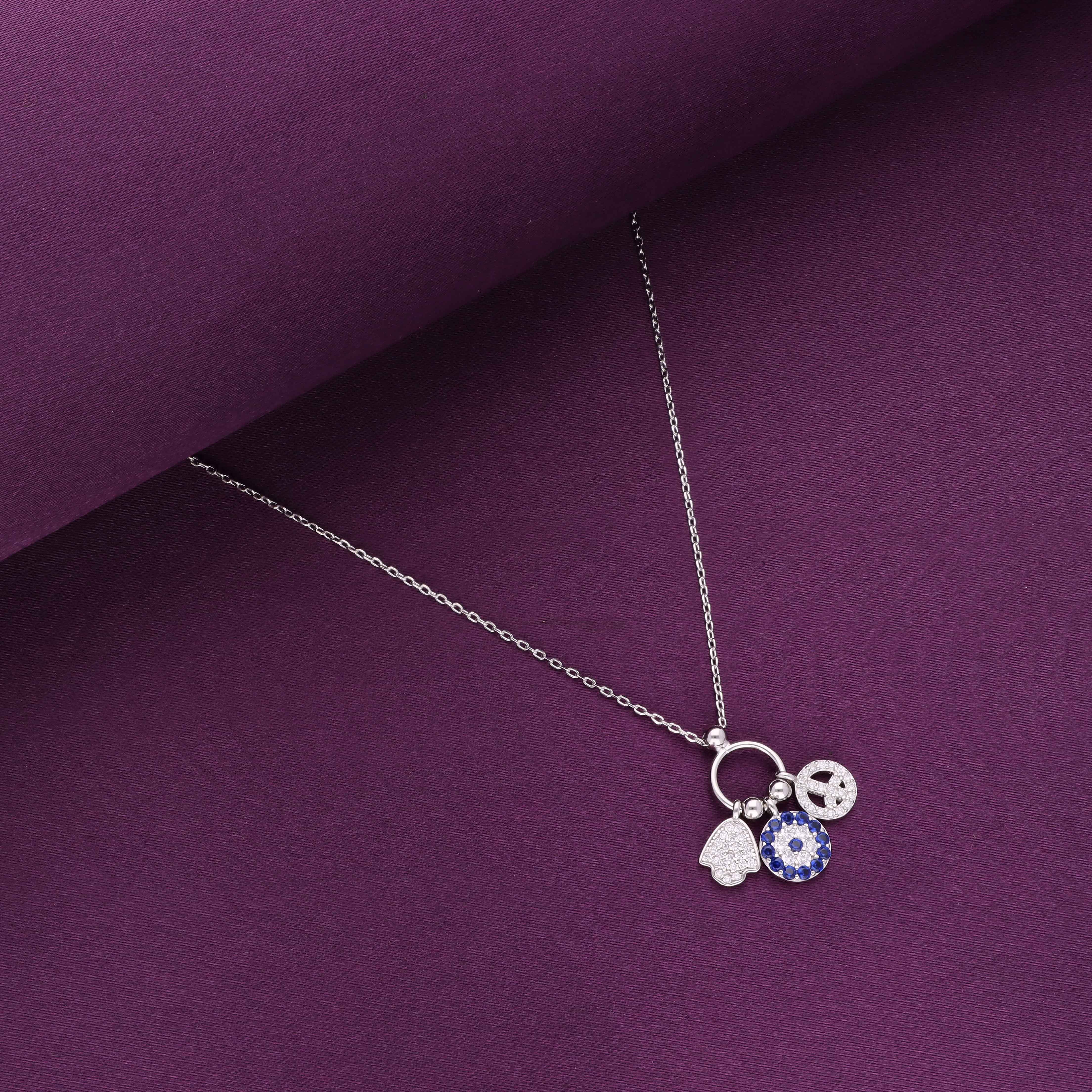 Sterling Silver Evil Eye Charm Necklace - Image 3