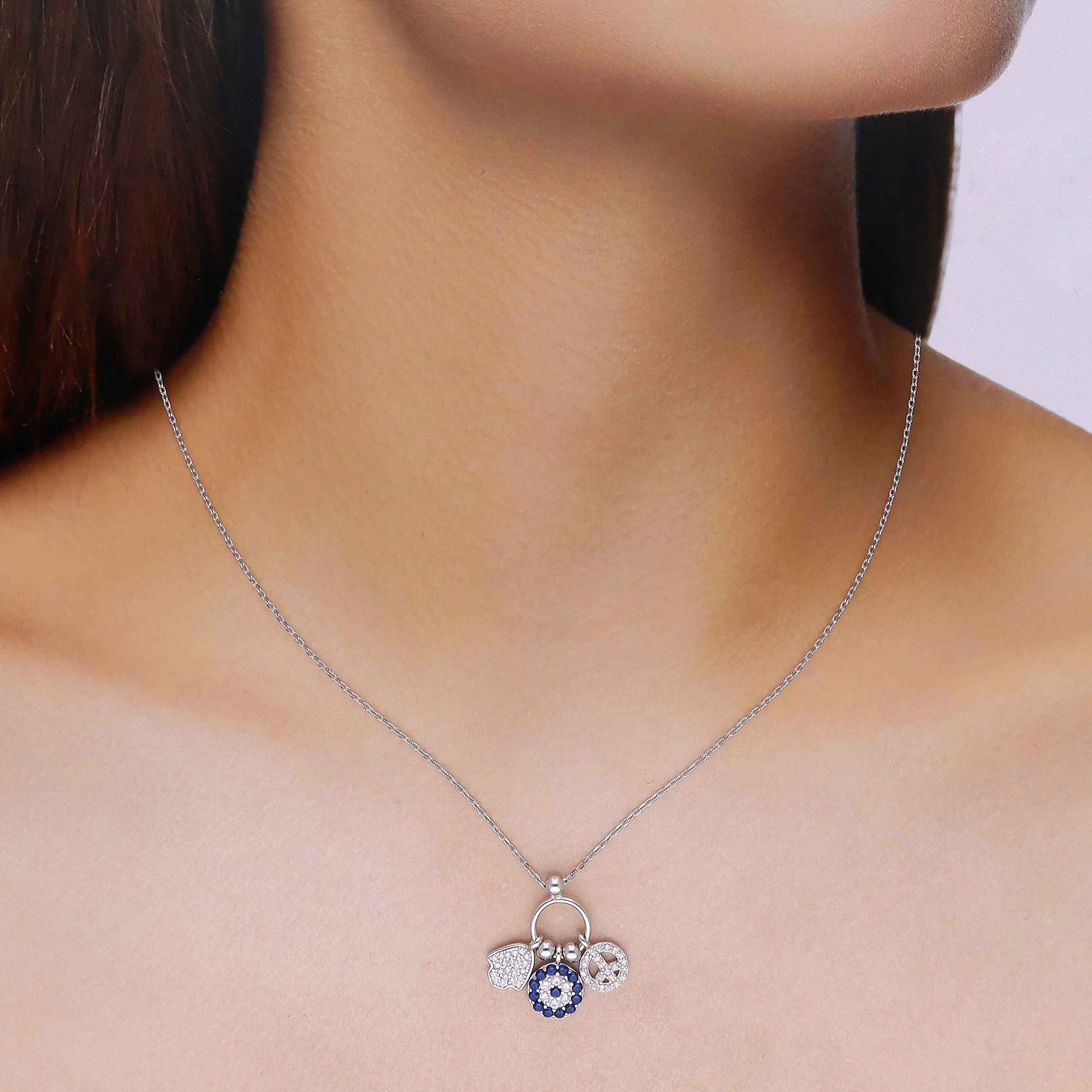 Sterling Silver Evil Eye Charm Necklace - Image 5