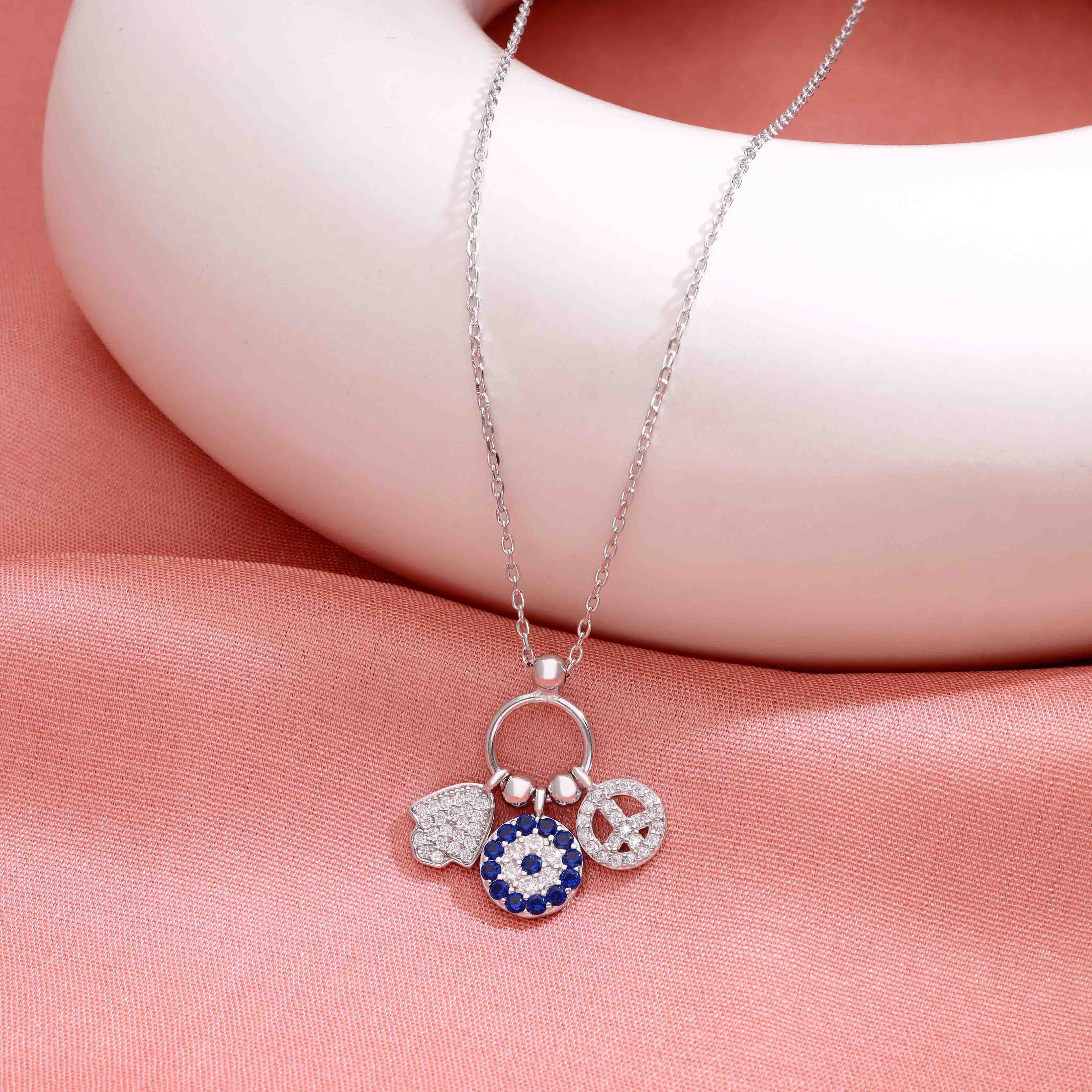 Sterling Silver Evil Eye Charm Necklace - Image 8