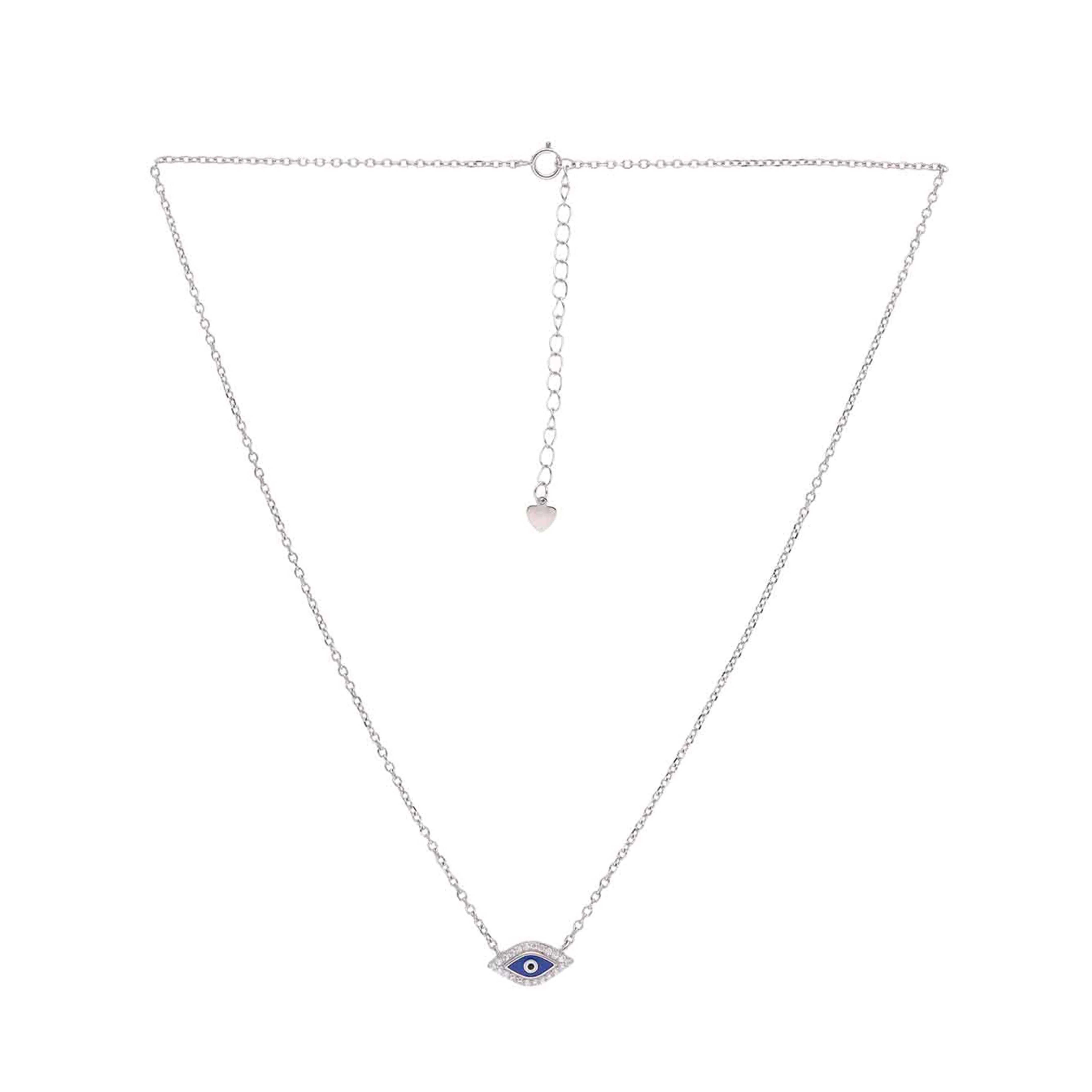 Sterling Silver Zircon Studded Evil Eye Necklace - Image 3