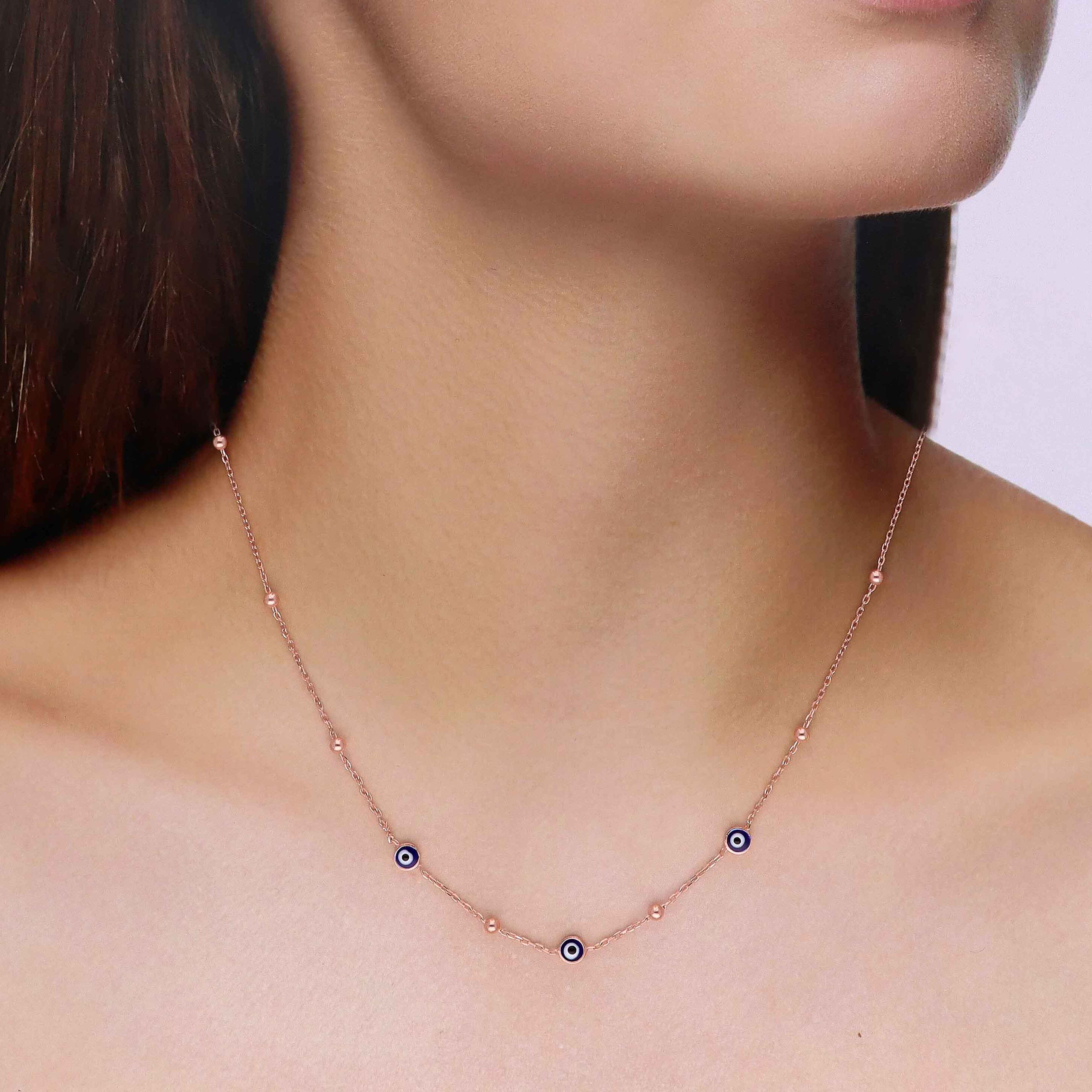 Sterling Silver Evil Eye Beads Chain Necklace - Image 5