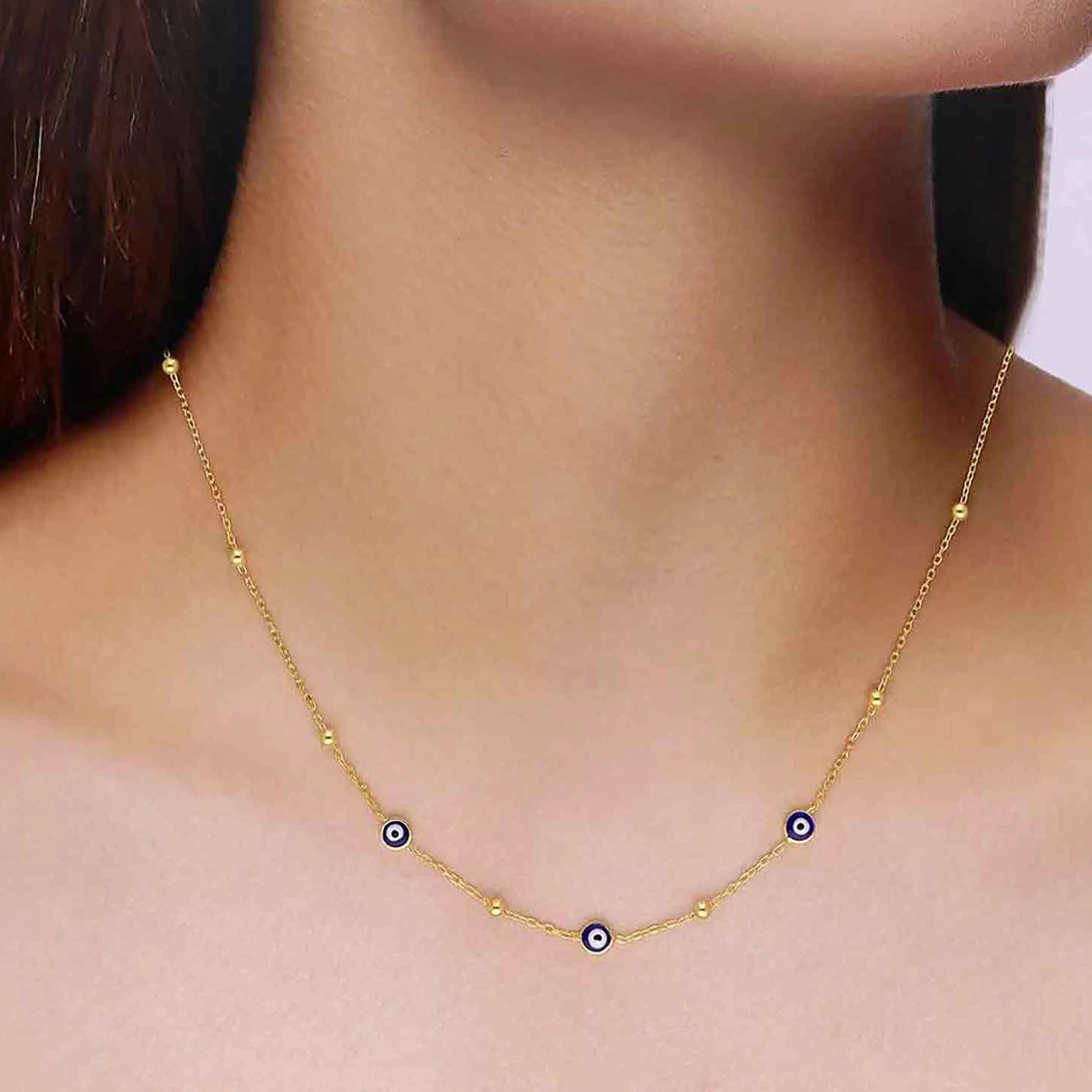 Sterling Silver Evil Eye Beads Chain Necklace - Image 6