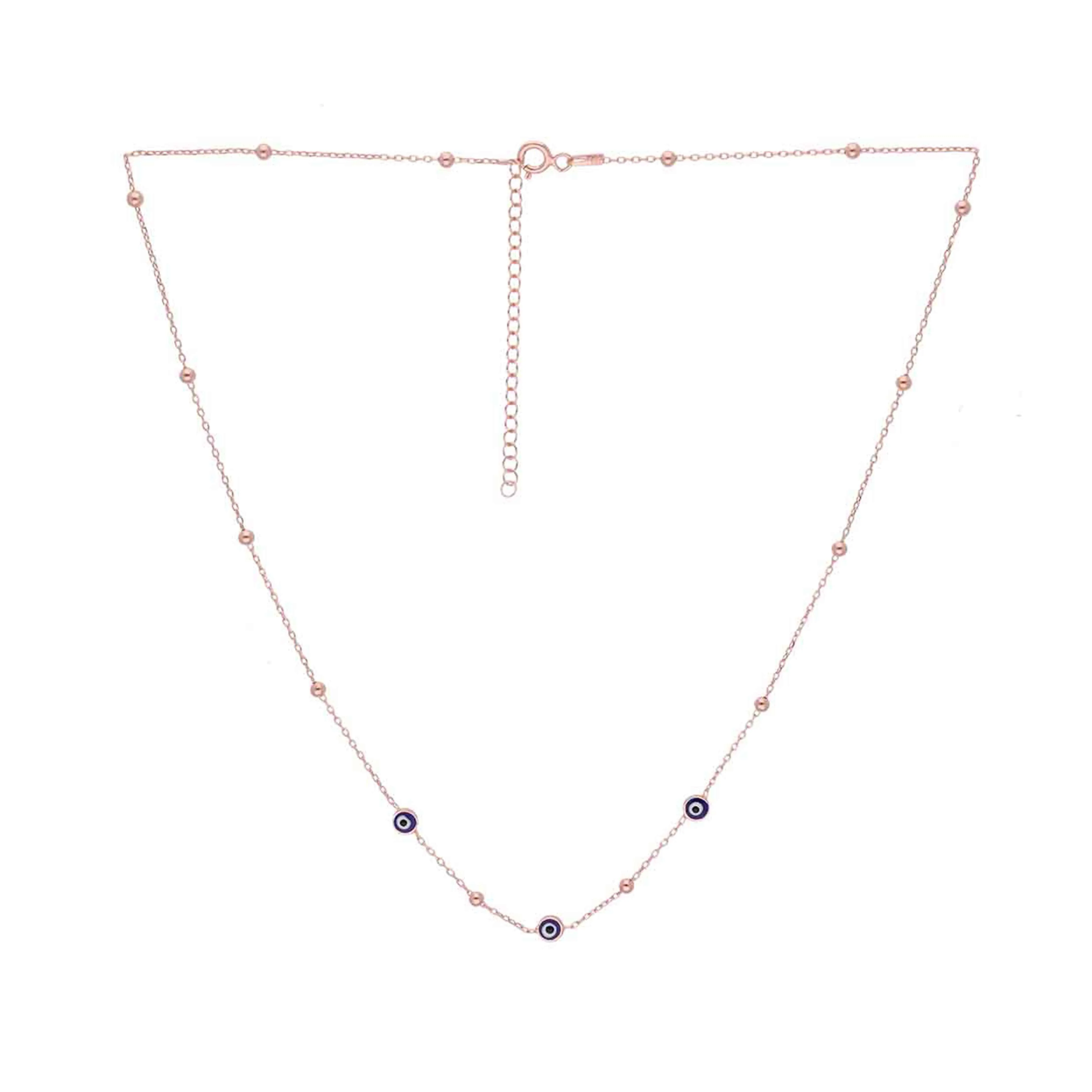 Sterling Silver Evil Eye Beads Chain Necklace - Image 7