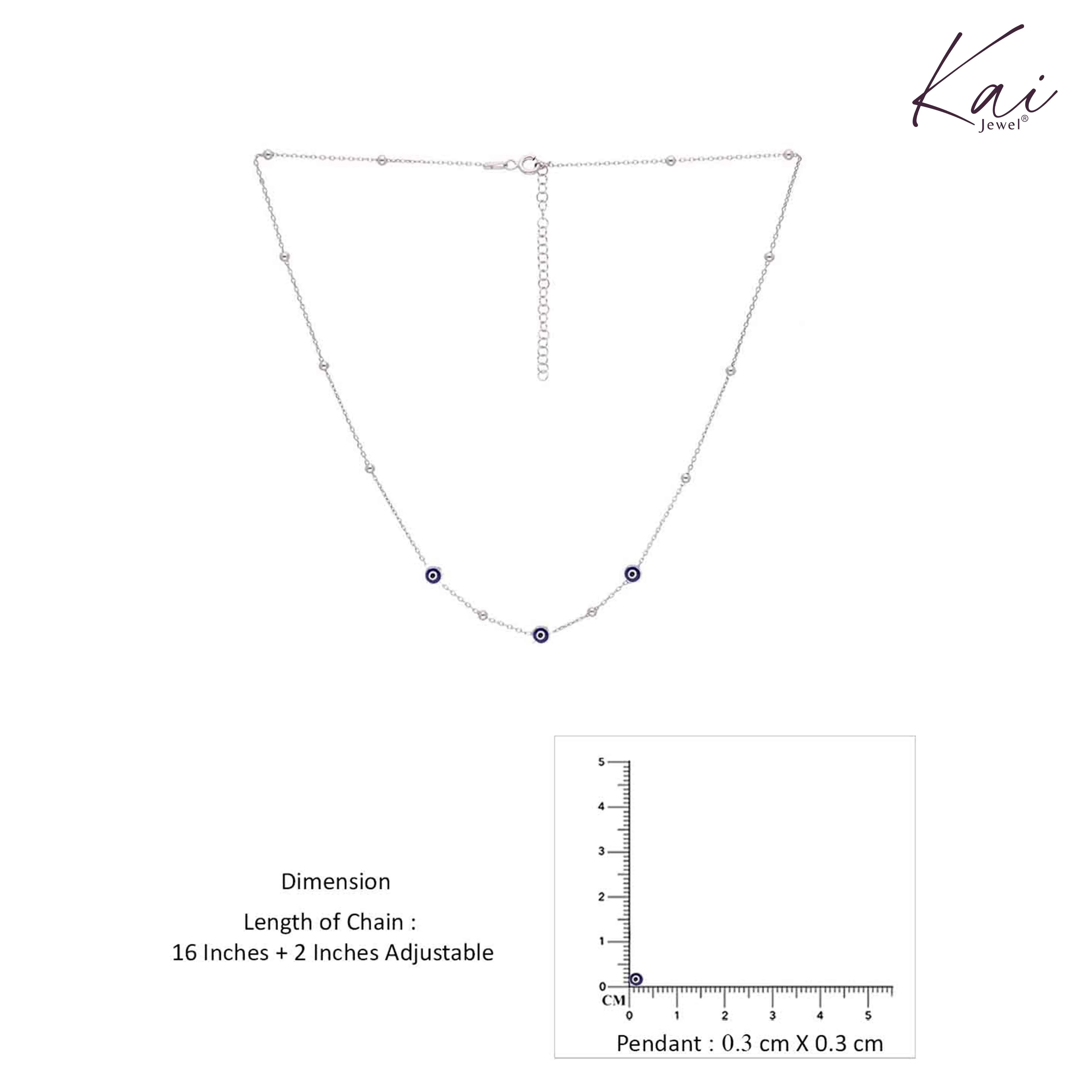 Sterling Silver Evil Eye Beads Chain Necklace - Image 8