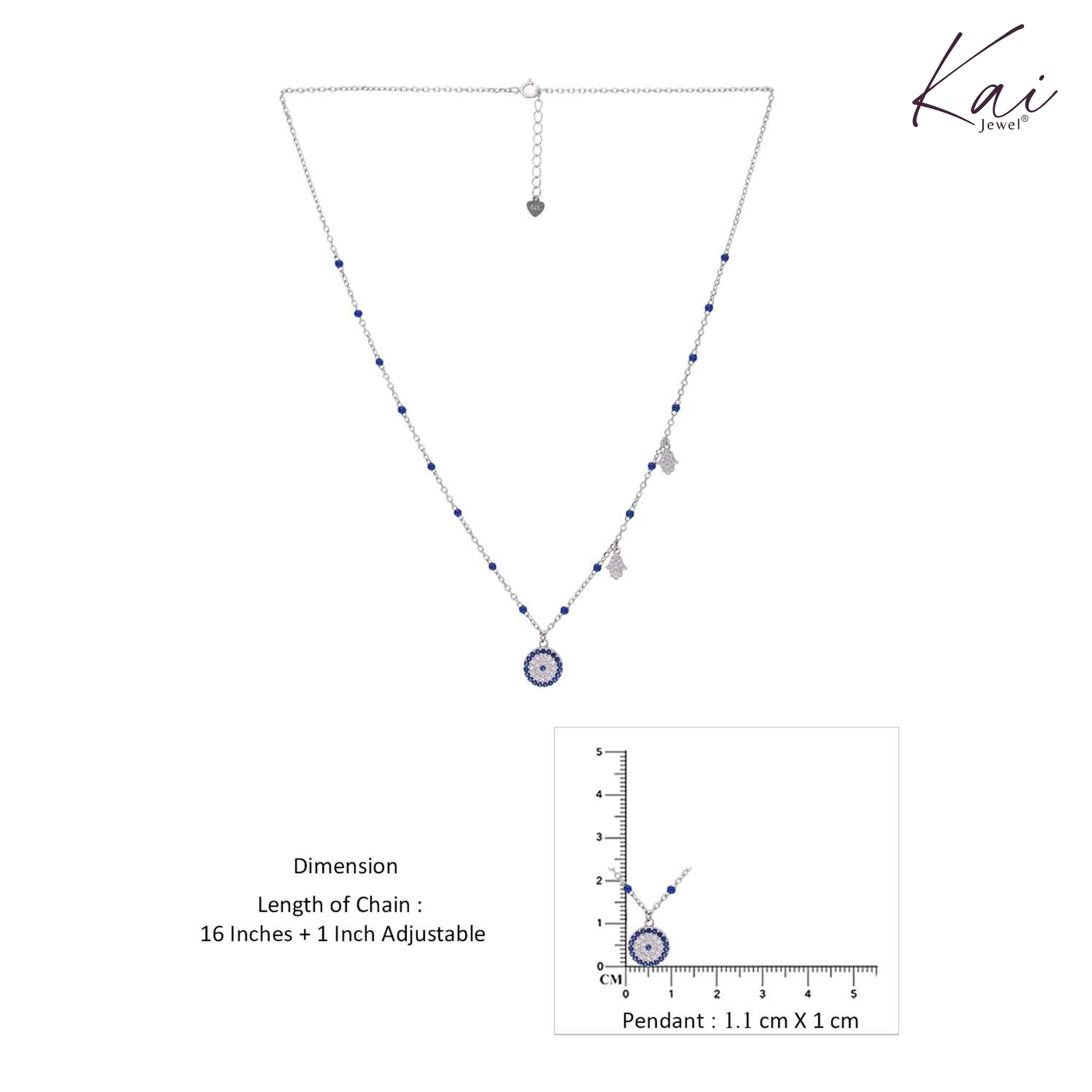 Sterling Silver Evil Eye & Hamsa Charm Necklace - Image 4