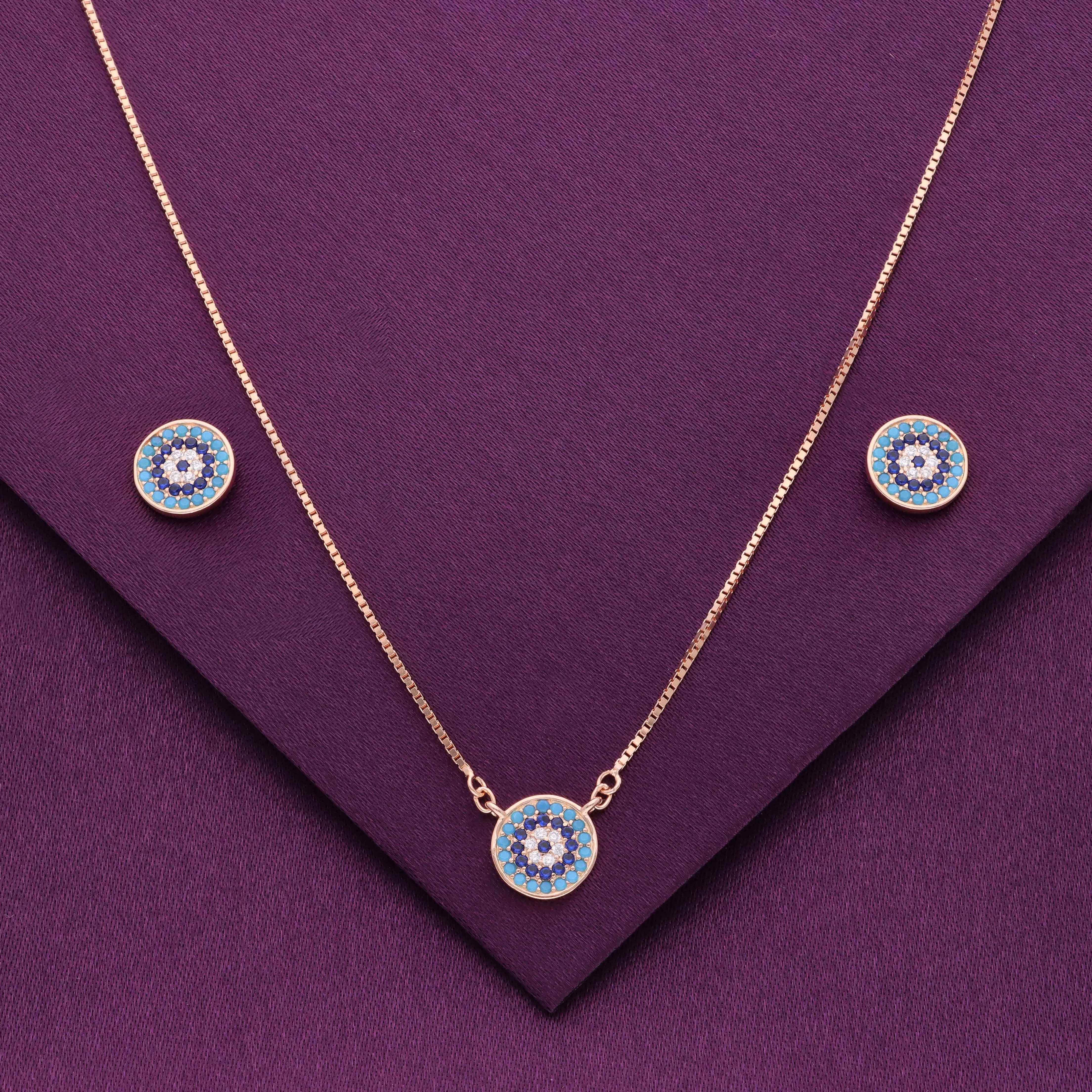 Sterling Silver Chic Evil Eye Necklace Set - Image 2