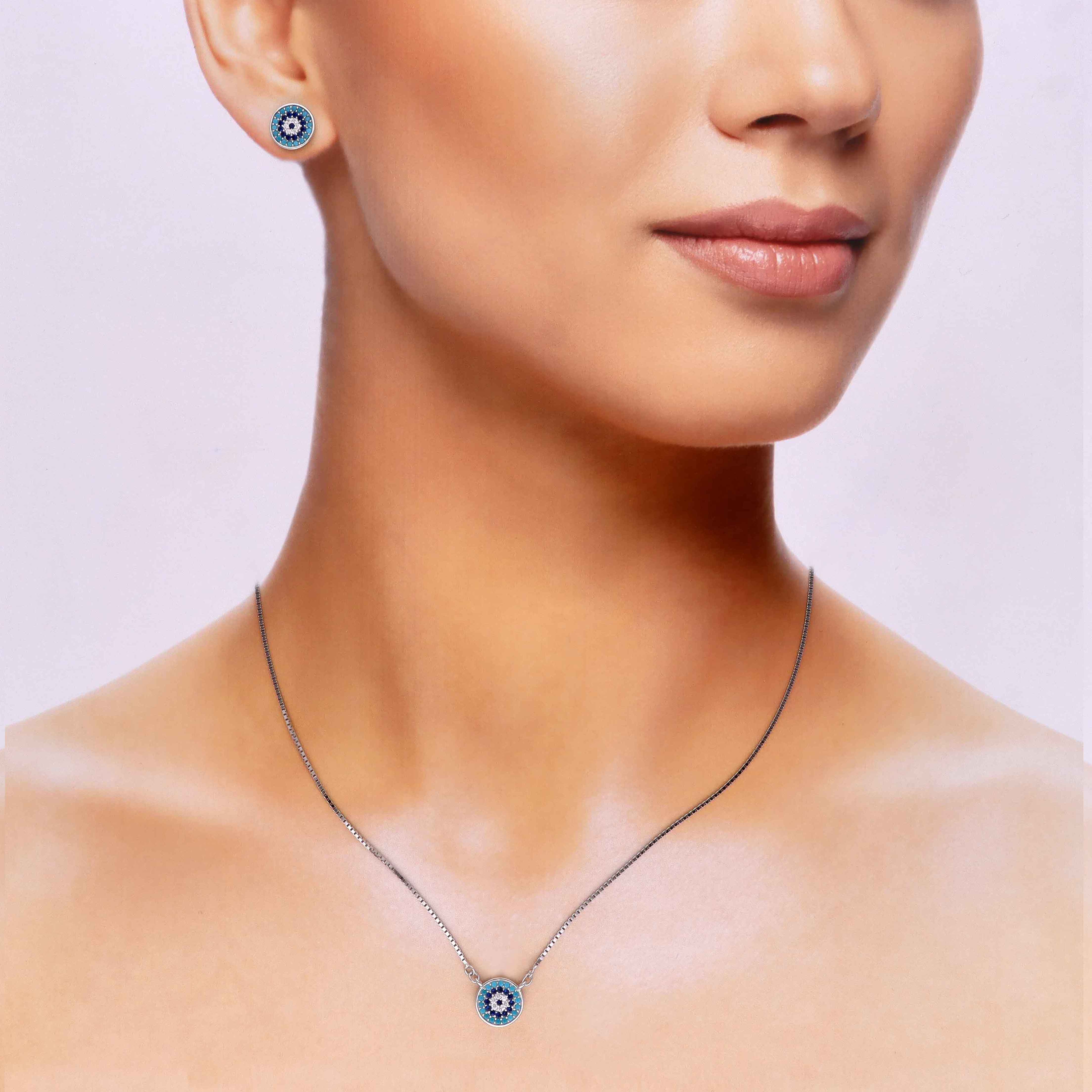 Sterling Silver Chic Evil Eye Necklace Set - Image 3