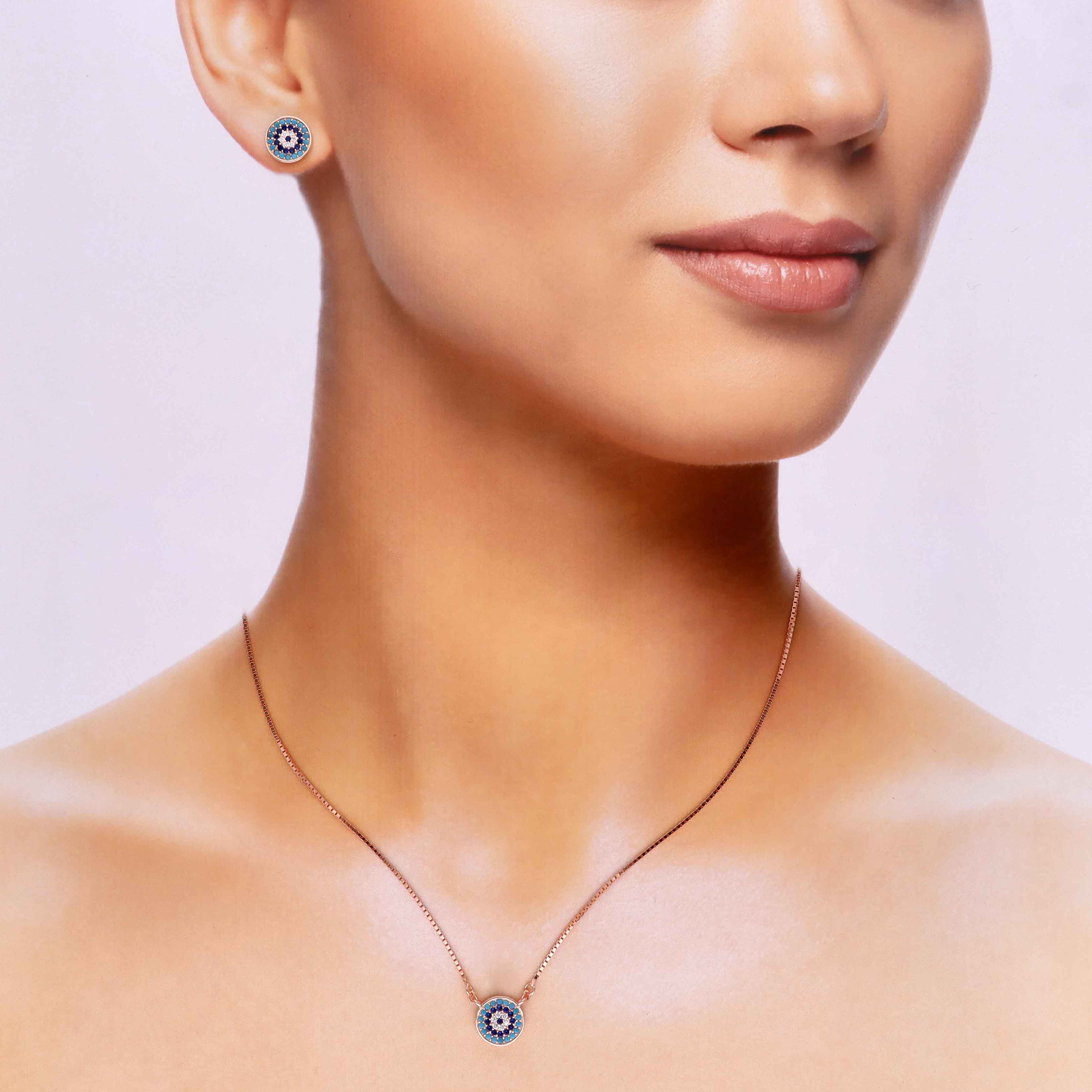 Sterling Silver Chic Evil Eye Necklace Set - Image 4