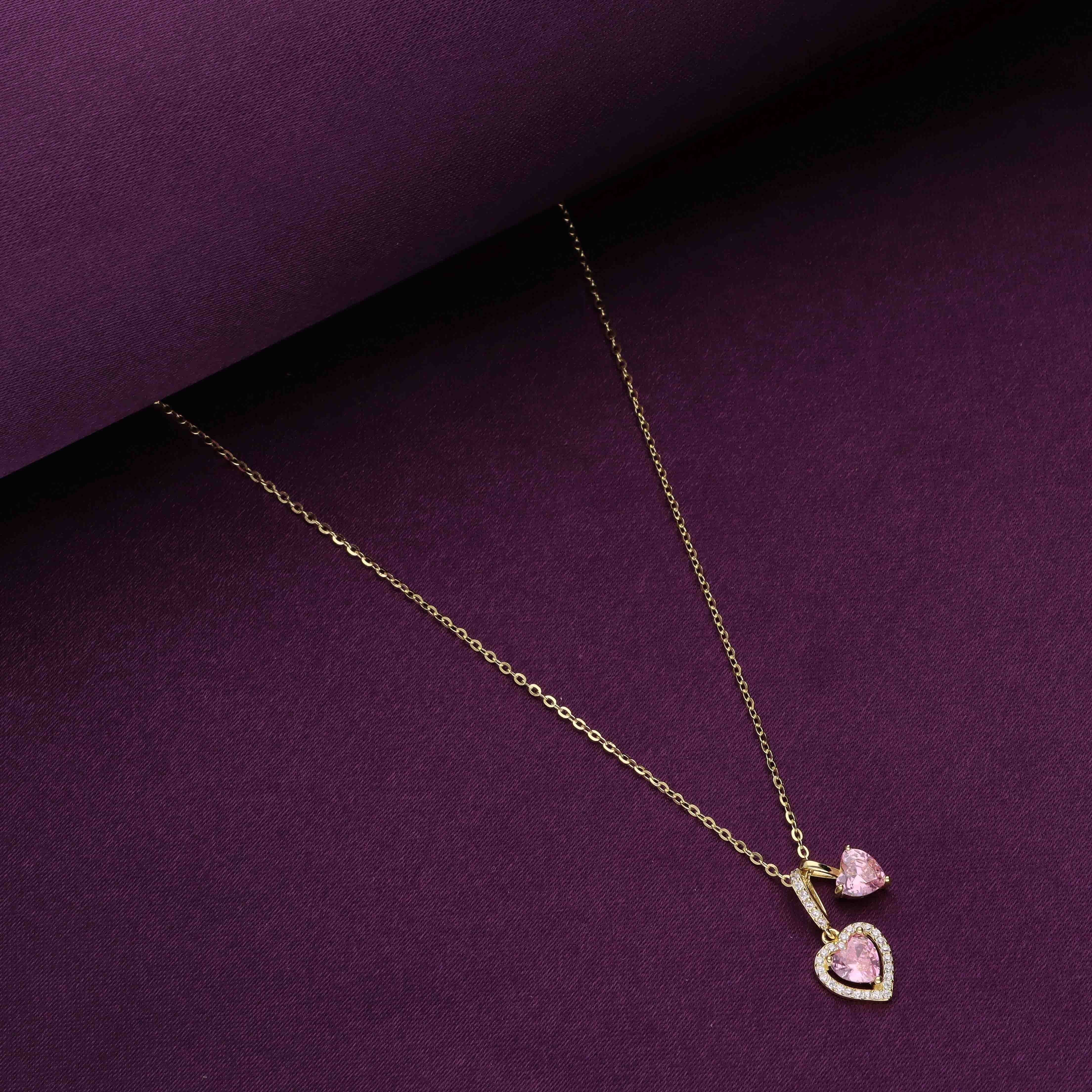 Sterling Silver Rose Gold Twin Heart Necklace - Image 4