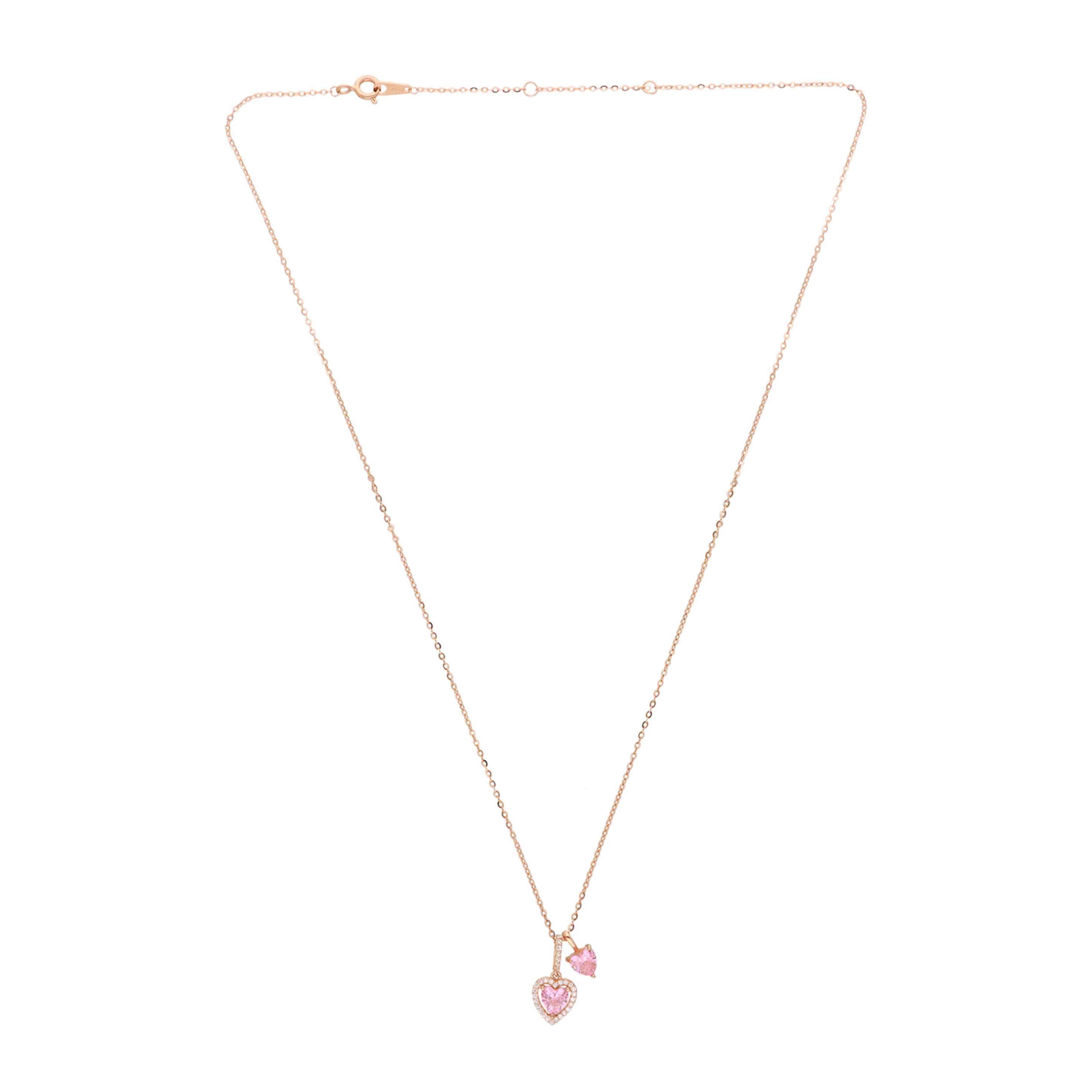 Sterling Silver Rose Gold Twin Heart Necklace - Image 7