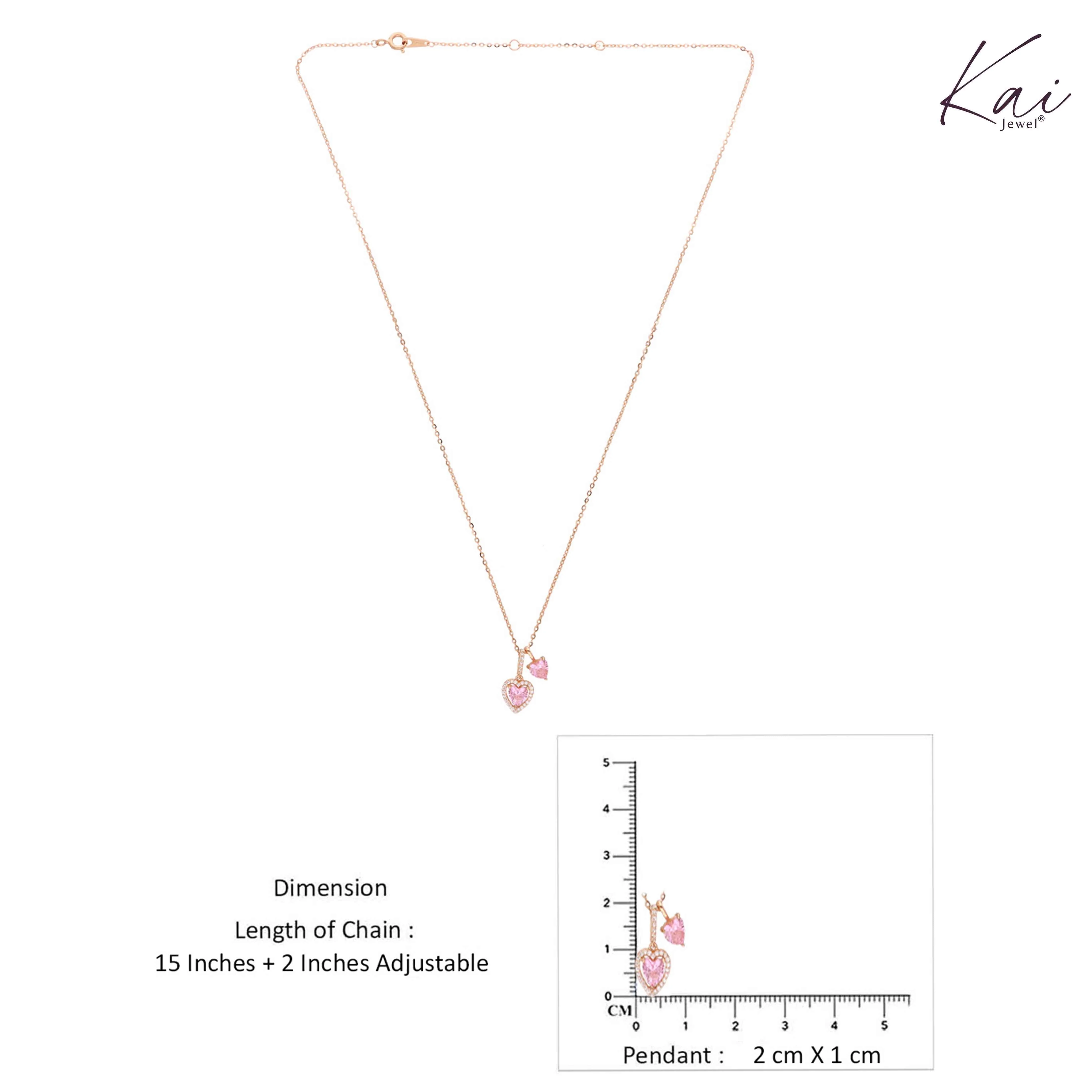 Sterling Silver Rose Gold Twin Heart Necklace - Image 8