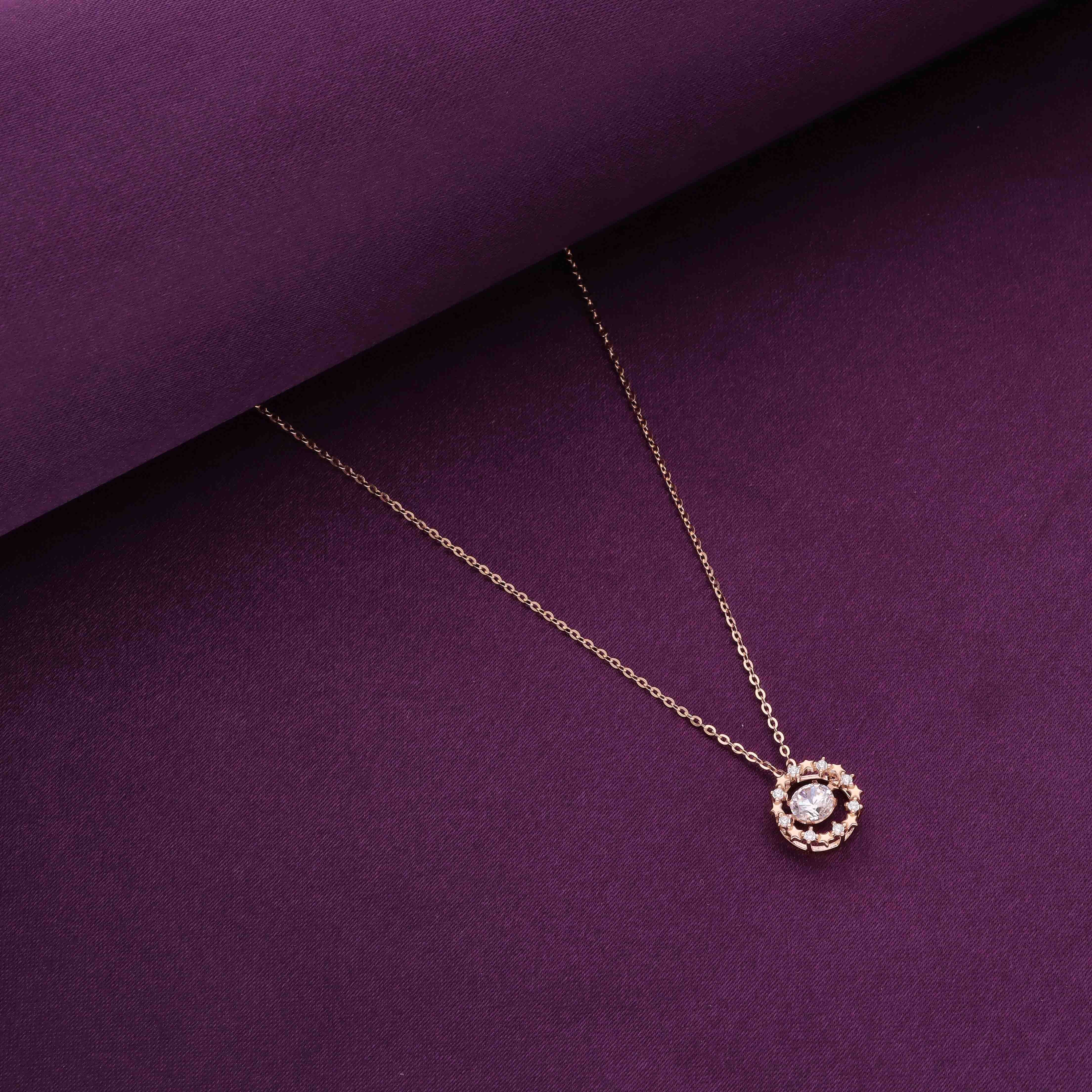 Sterling Silver Rose Gold Solitaire Brilliance Necklace - Image 3