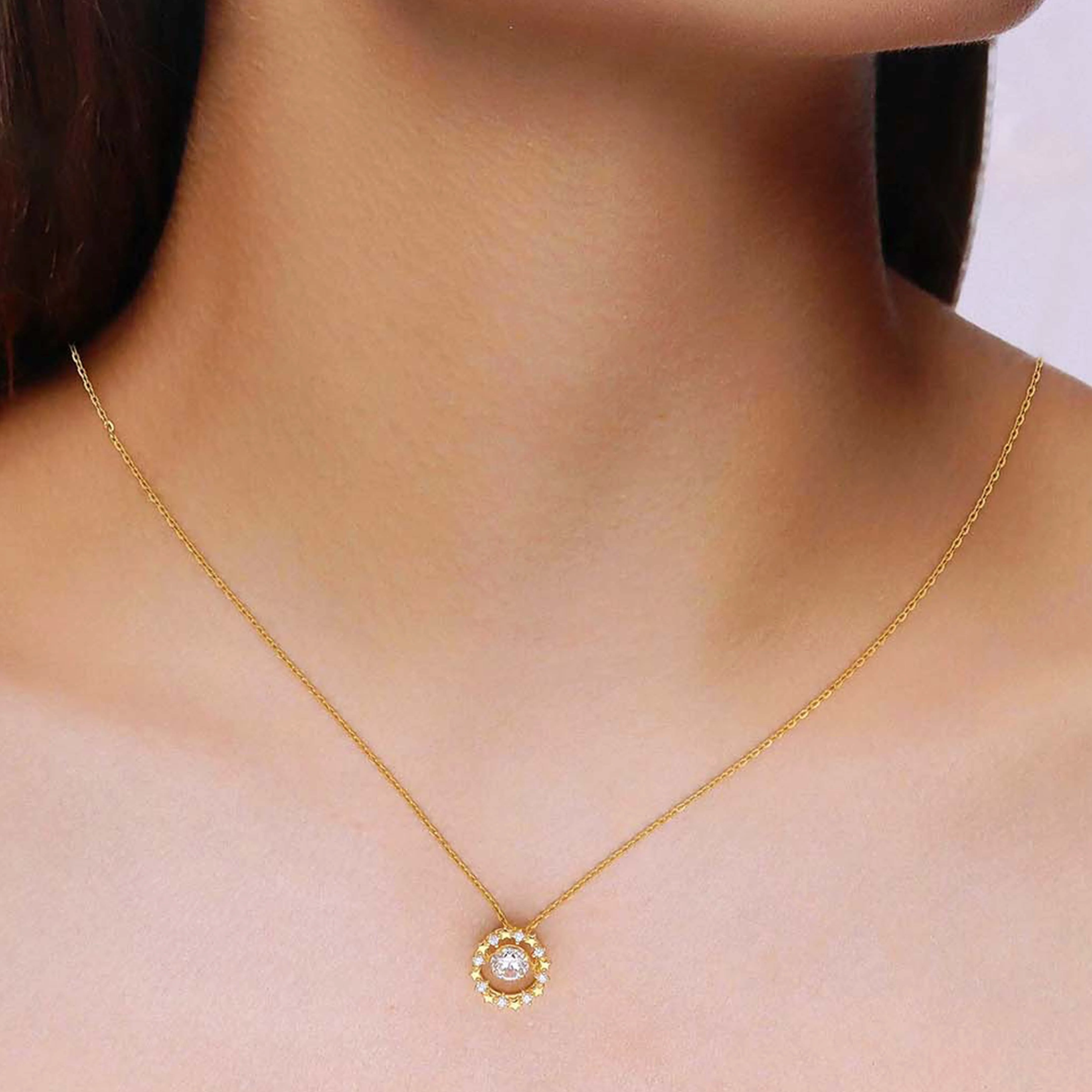 Sterling Silver Rose Gold Solitaire Brilliance Necklace - Image 6