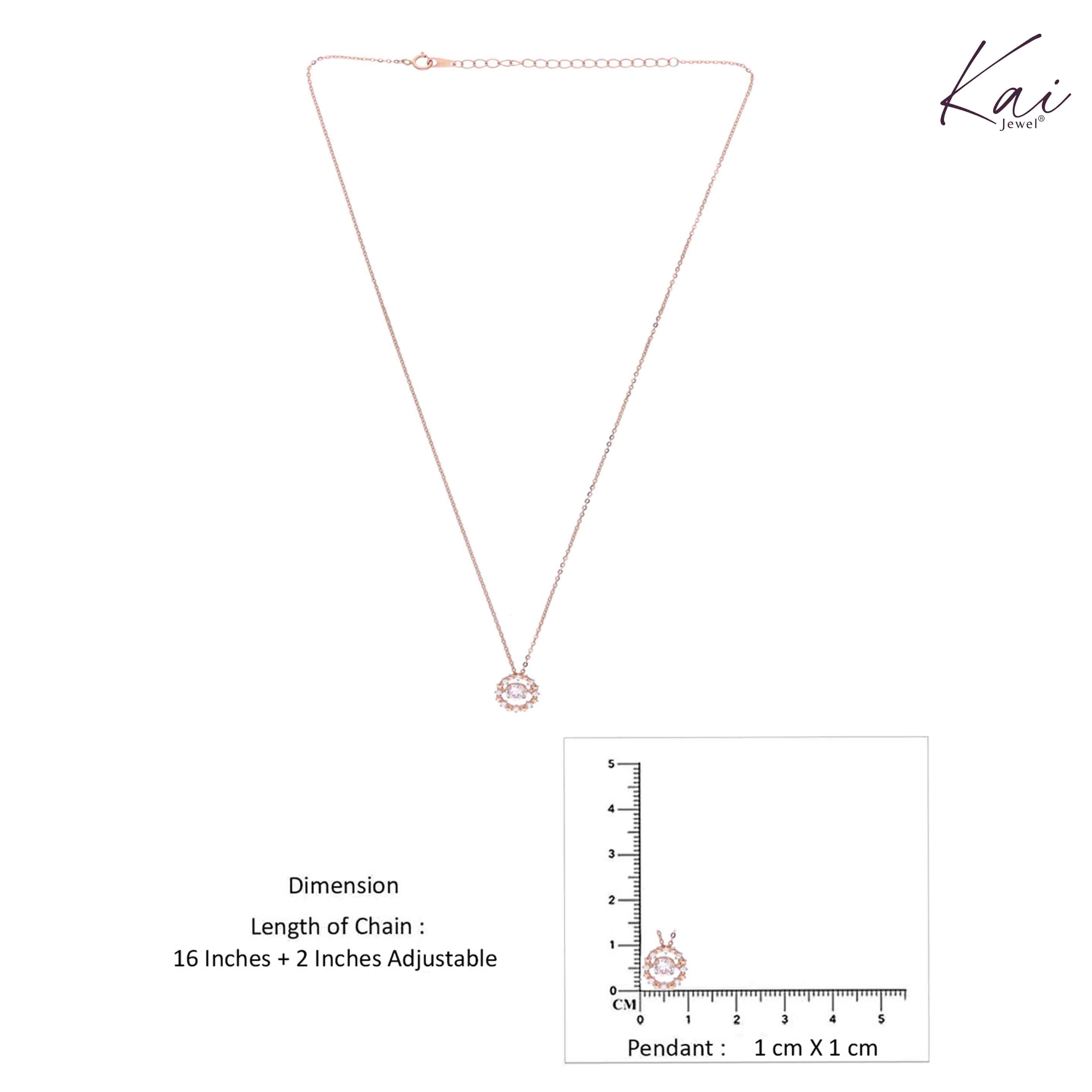 Sterling Silver Rose Gold Solitaire Brilliance Necklace - Image 8