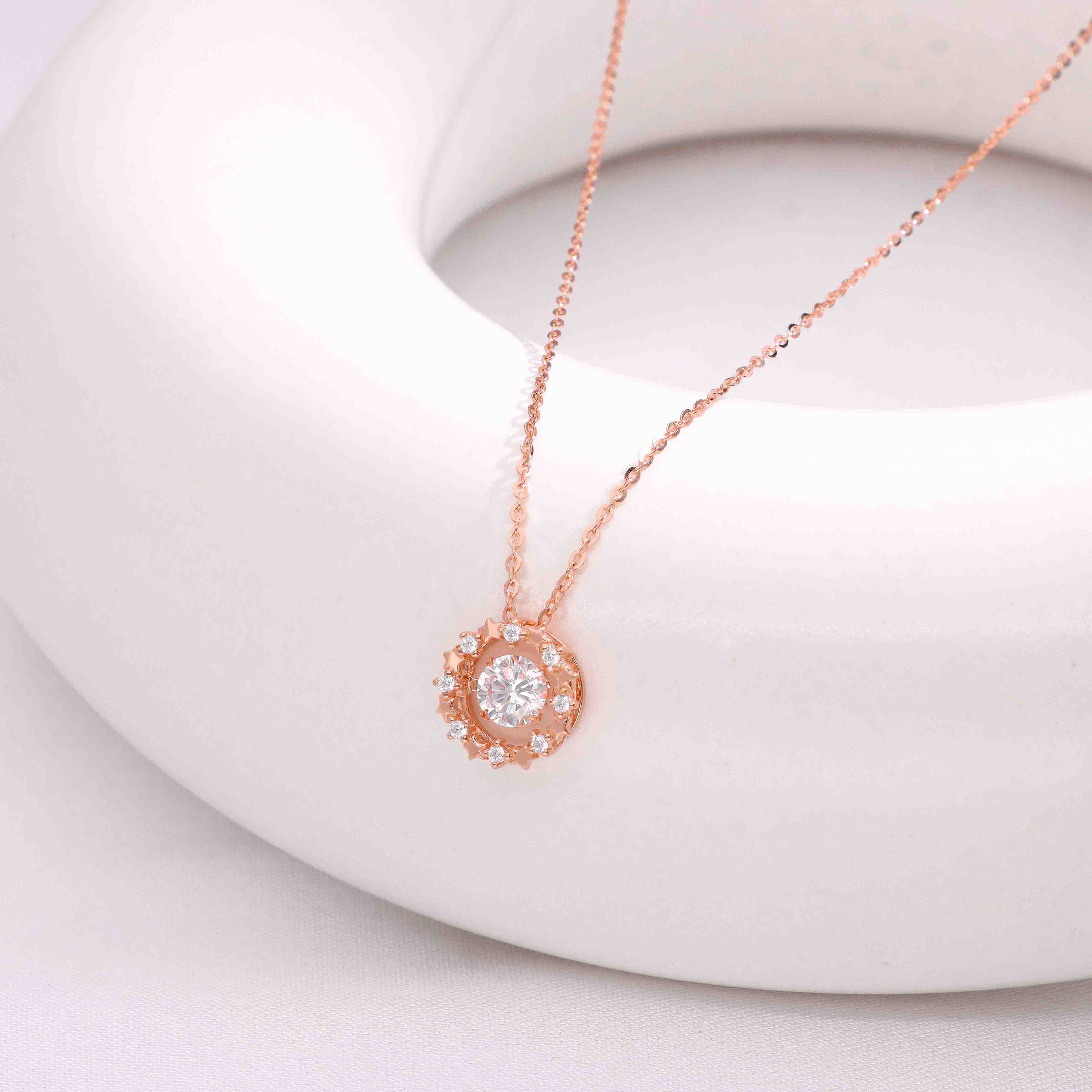 Sterling Silver Rose Gold Solitaire Brilliance Necklace - Image 9