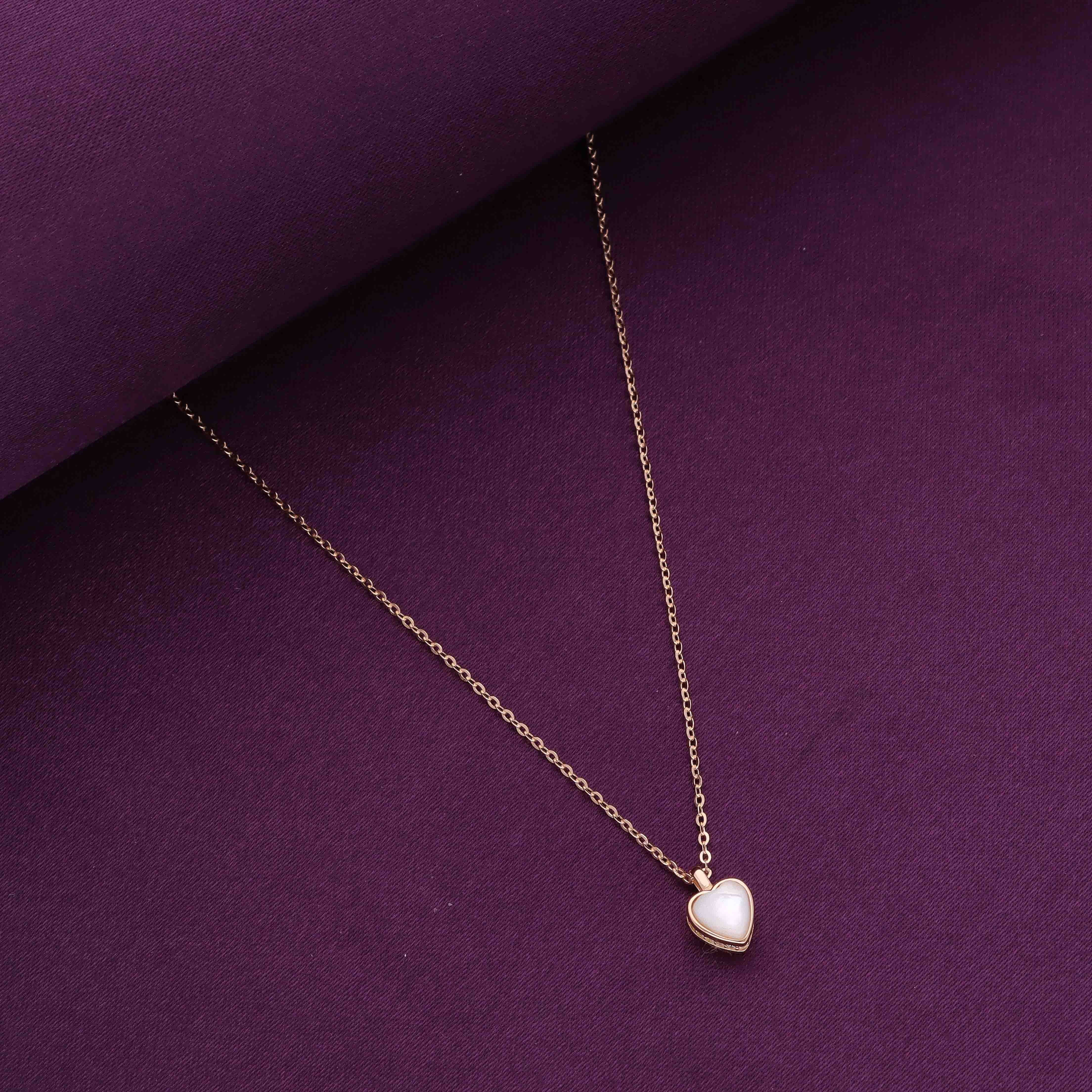Sterling Silver Pink Moon Stone Heart Necklace - Image 2