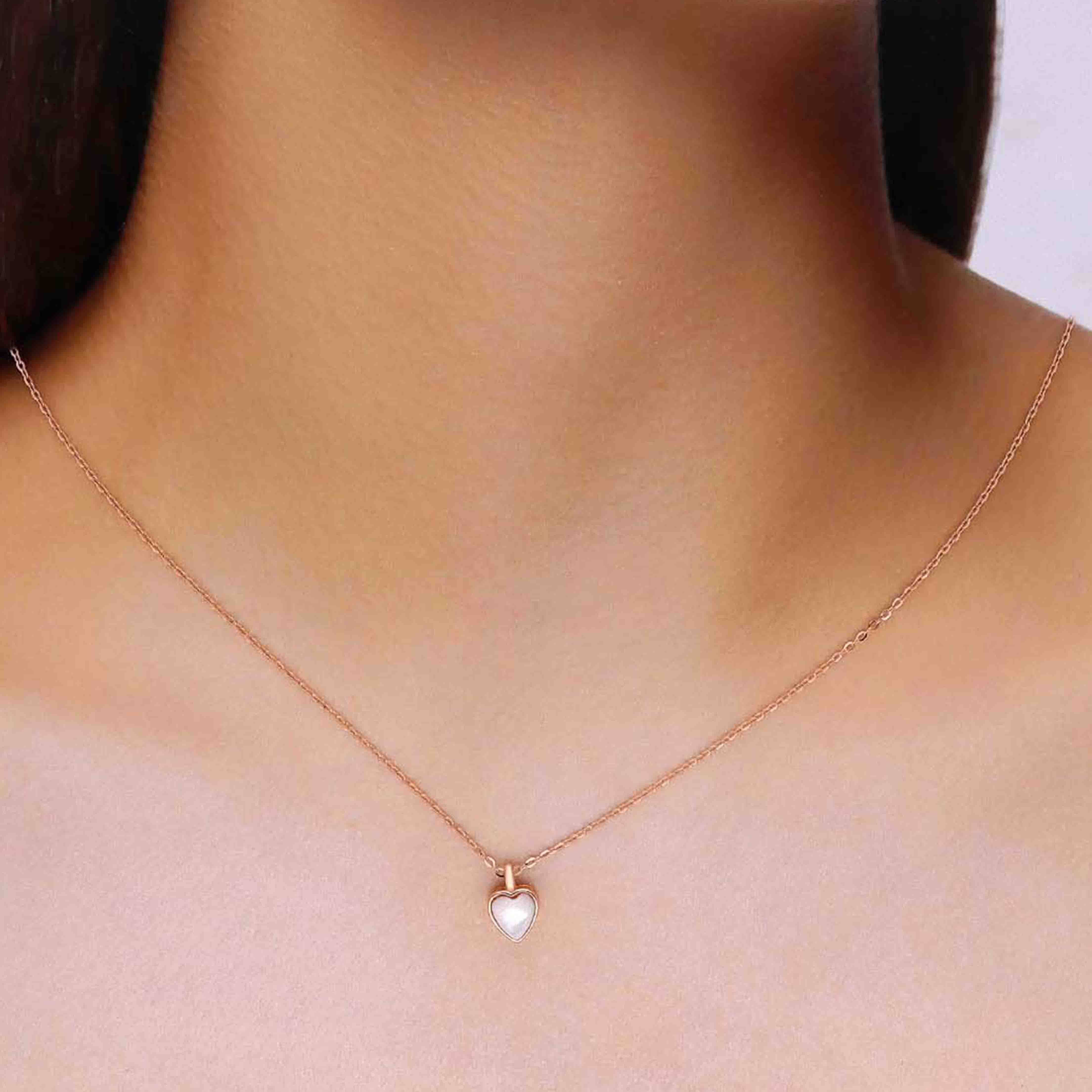 Sterling Silver Pink Moon Stone Heart Necklace - Image 3